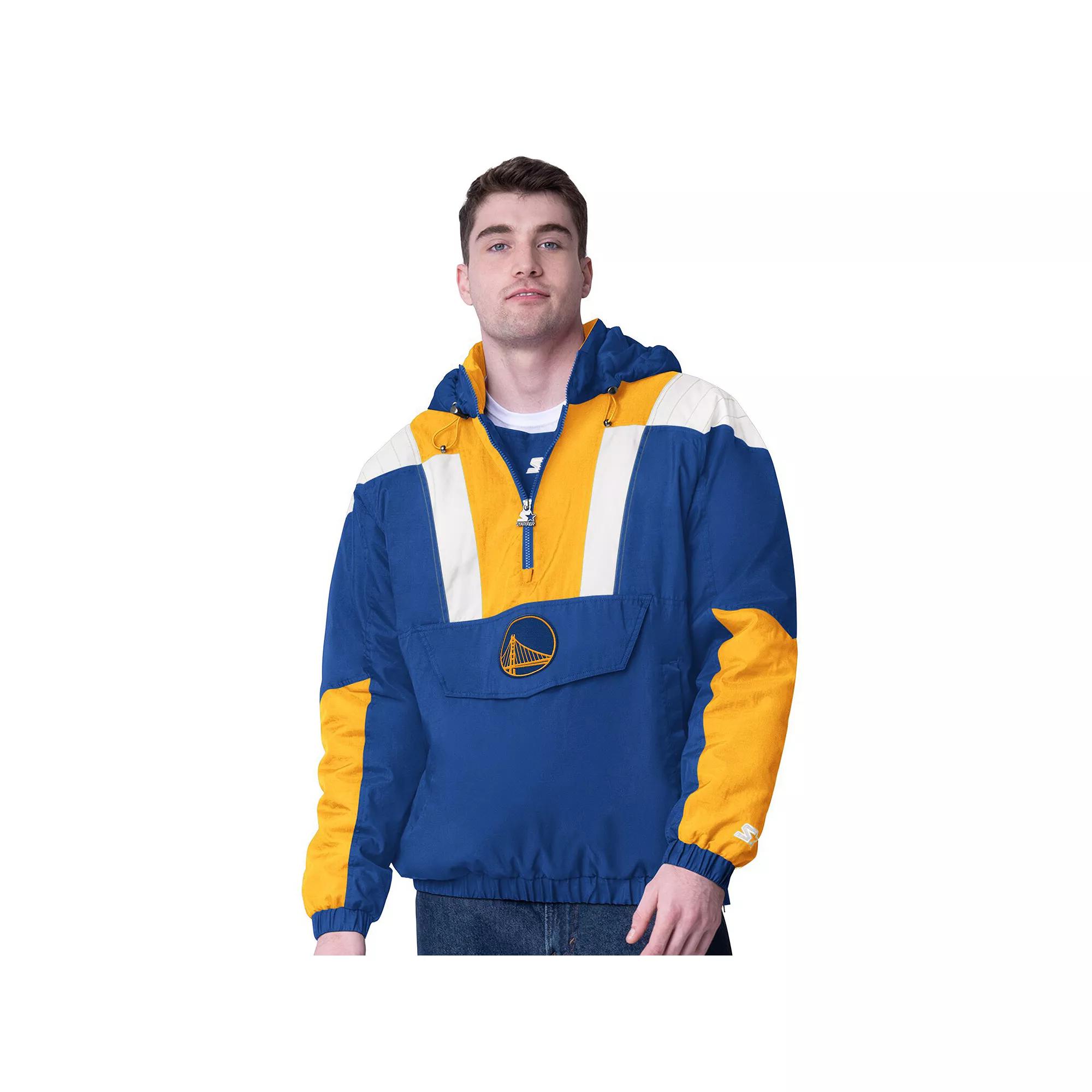 Men's Starter  Royal/Gold Golden State Warriors Charger Half-Zip Pullover Jacket, Size: XL, Blue Product Image