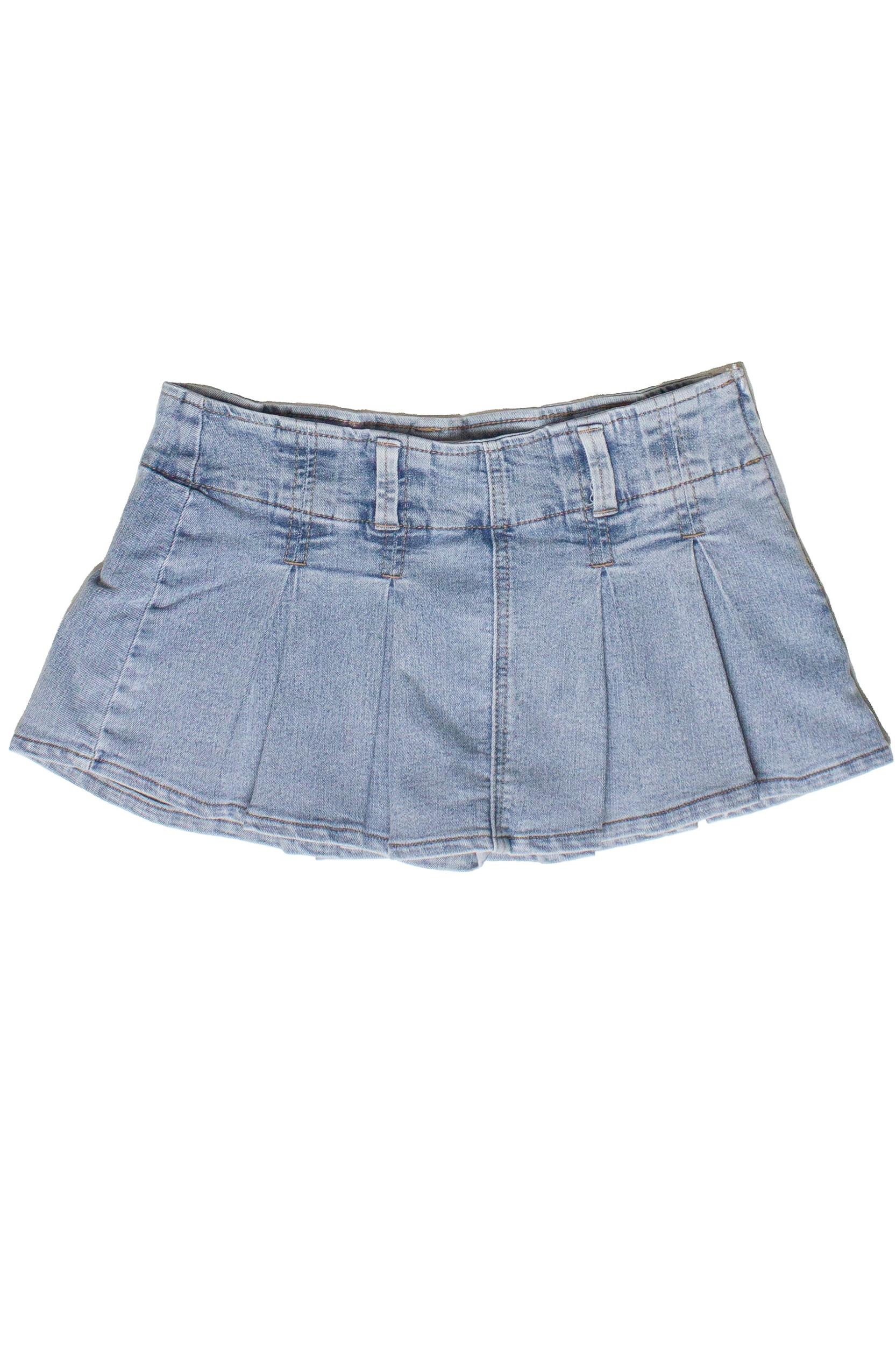 Low Rise Denim Pleated Mini Skort Product Image
