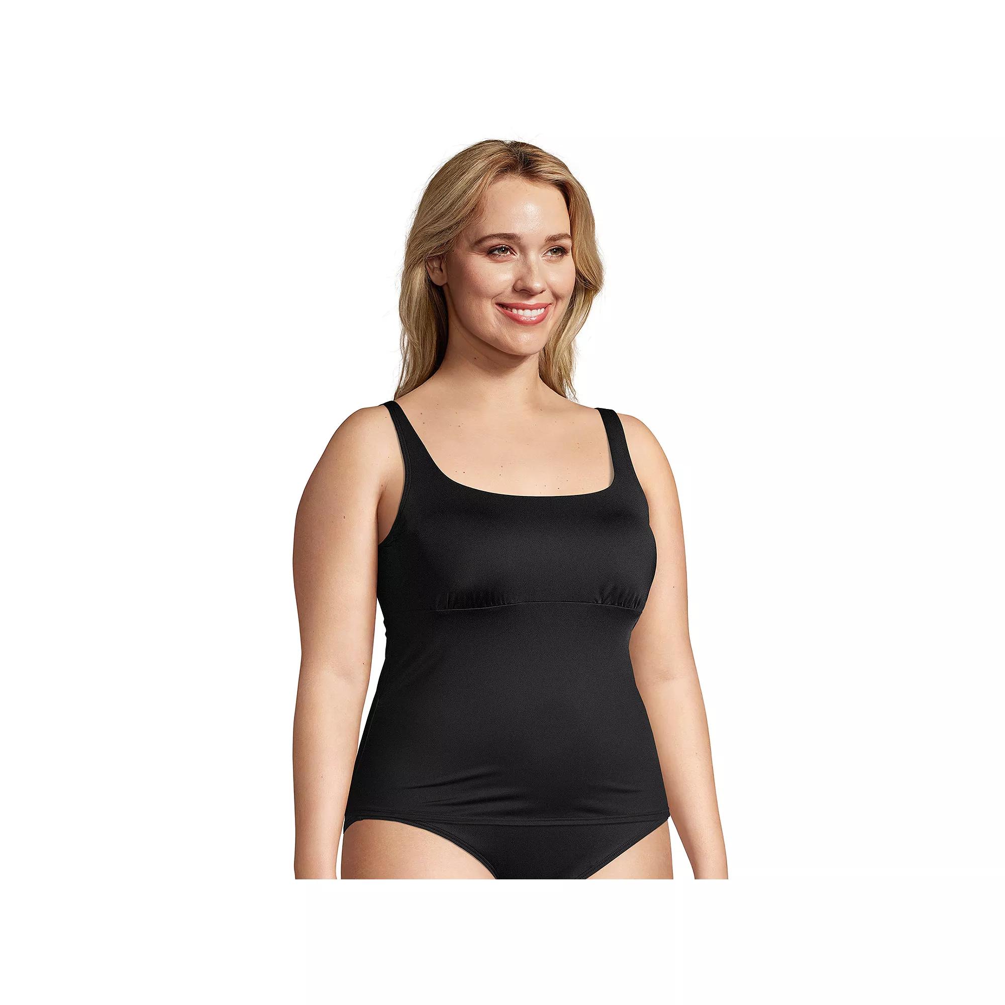 Plus Size Lands' End Bust Minimizer UPF 50 Tankini Swimsuit Top, Women's, Size: 16 W, Black Product Image