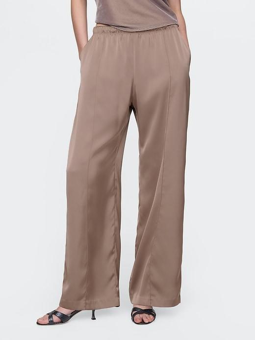 Mid Rise Recycled Satin Seamed Pants Product Image