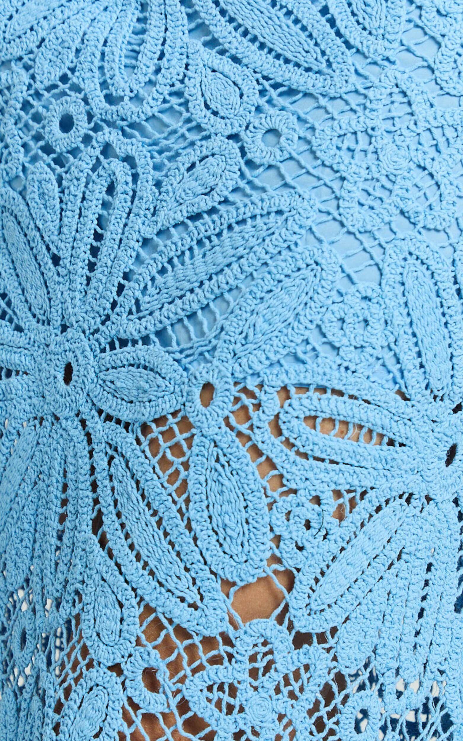 Charlene Maxi Skirt - Crochet Fit And Flare Skirt in Blue Product Image