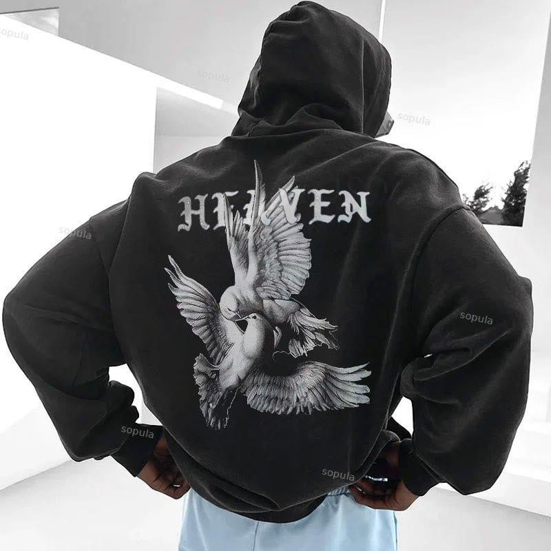 Sopula Vintage Peace Heaven Print Hoodie Product Image