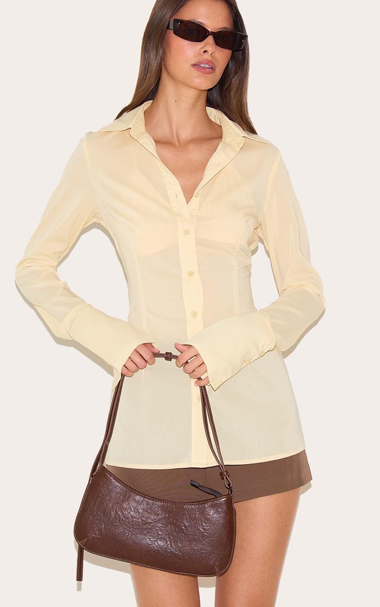 Butter Cream Chiffon Fitted Shirt Product Image