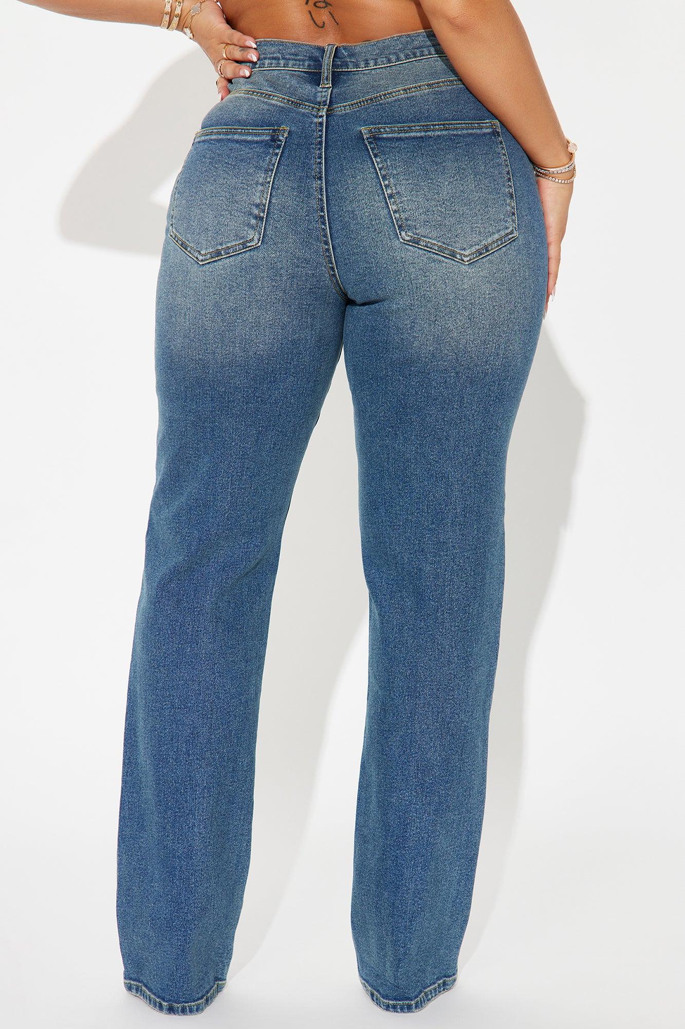 In Sync Stretch Crossover Straight Leg Jeans - Dark Wash Product Image