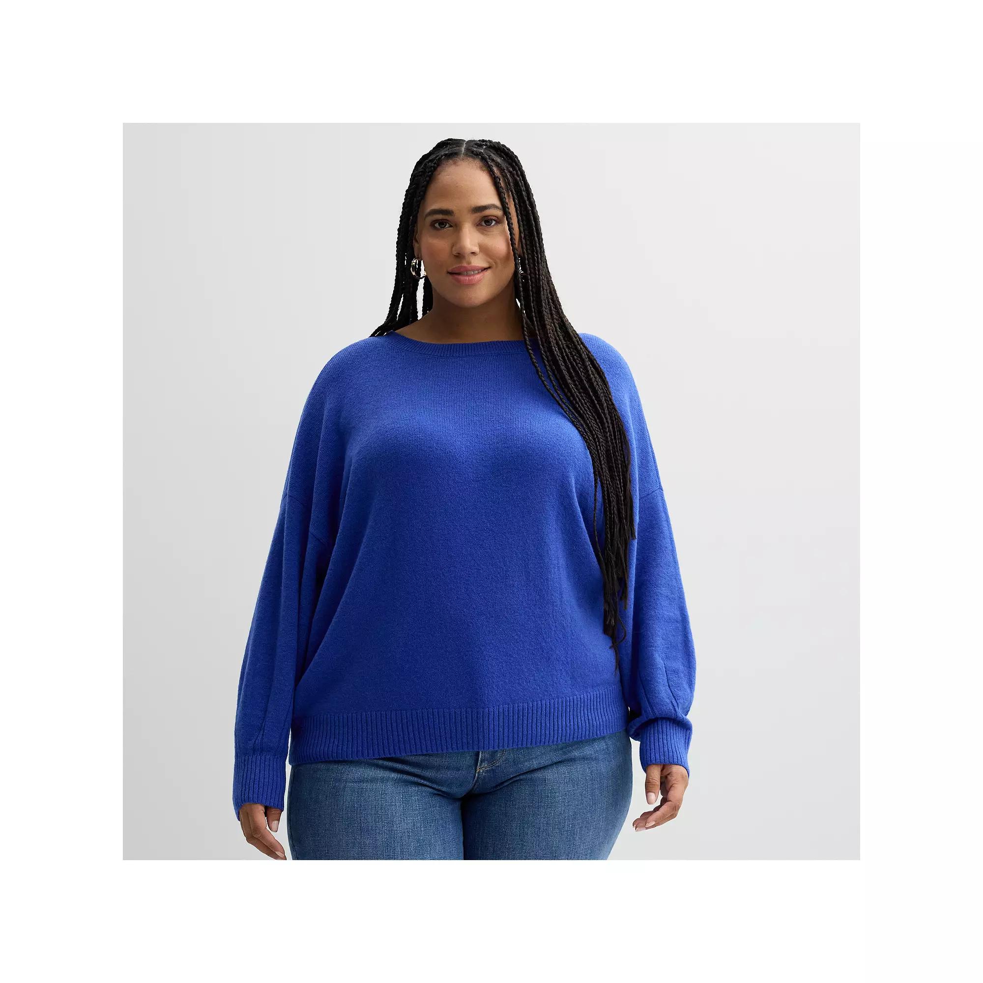 Plus Size Sonoma Goods For Life® Balloon Sleeve Sweater, Women's, Size: 5XL, Blue Product Image