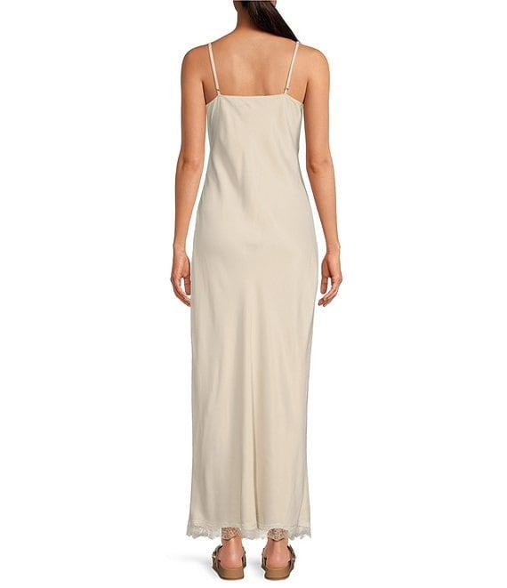 Gianni Bini x DANNIJO Colette Lace Trim V-Neck Sleeveless Maxi Slip Dress Product Image