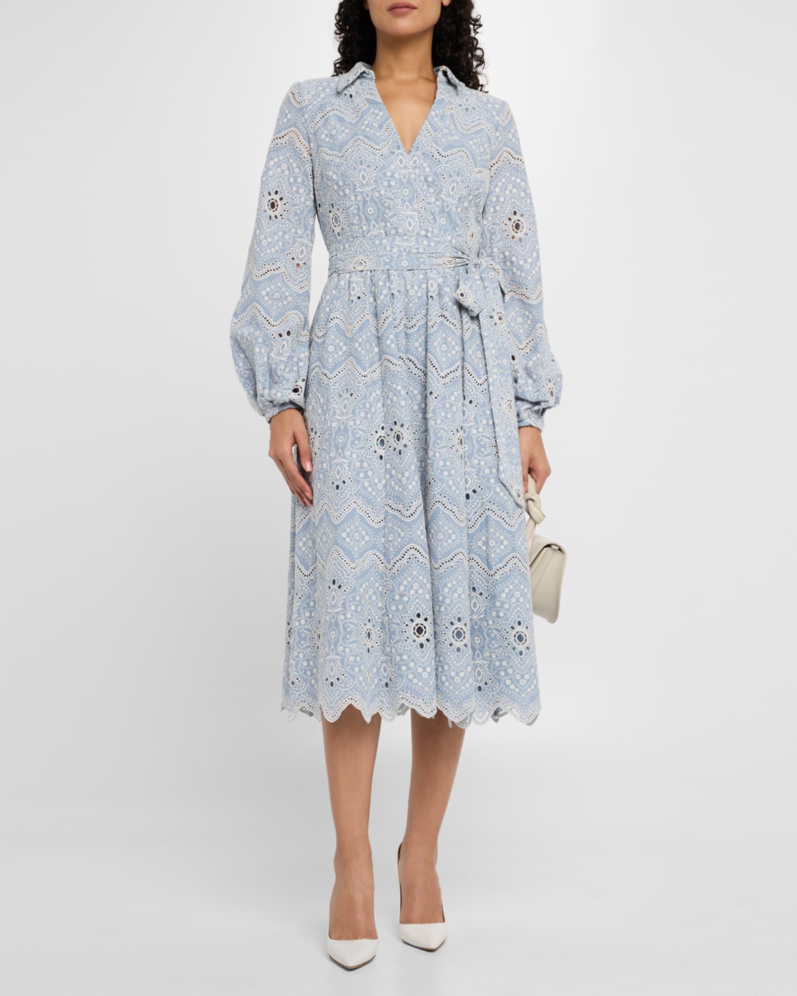 Floral Eyelet-Embroidered Midi Dress Product Image