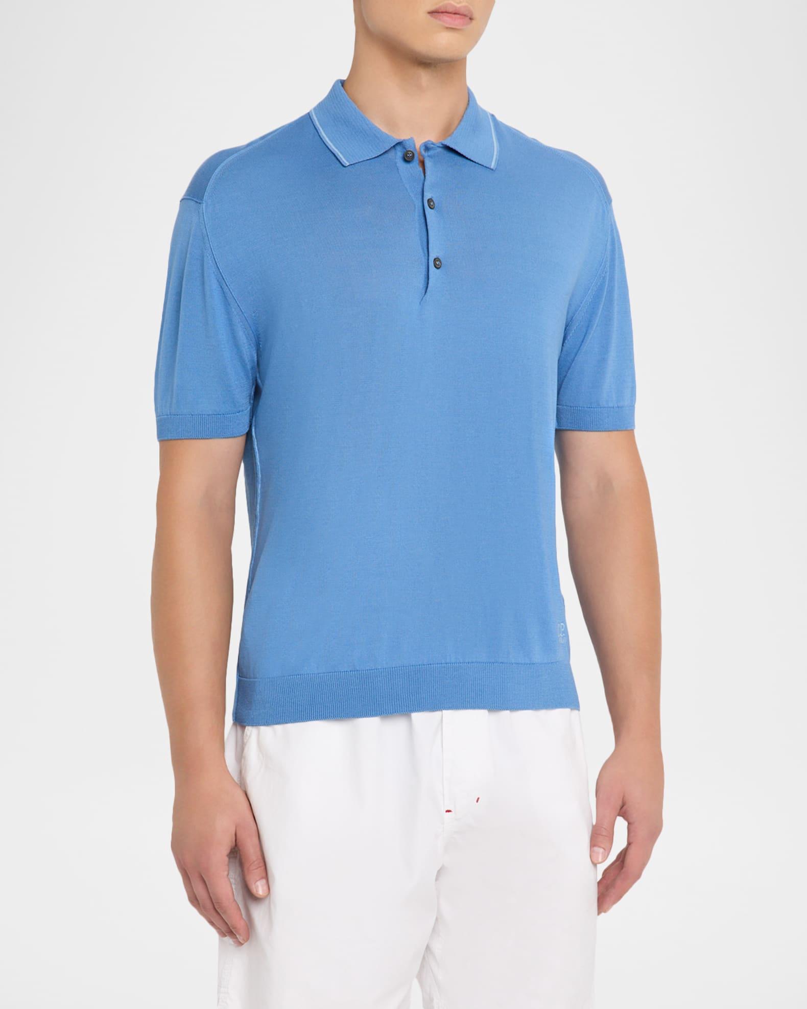 Men's Cotton Knit Polo Shirt Product Image
