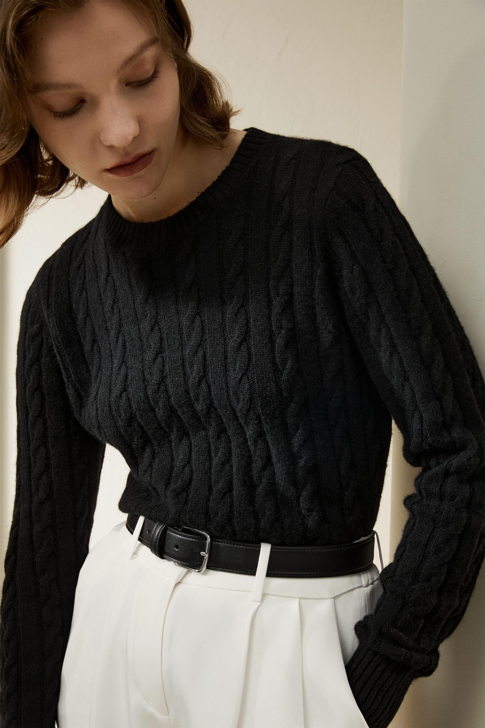 LILYSILK Woolen Pullover - for Women - Camel Cashmere-Wool Blend - Comfortable Ribbed Edges Sweater L Product Image