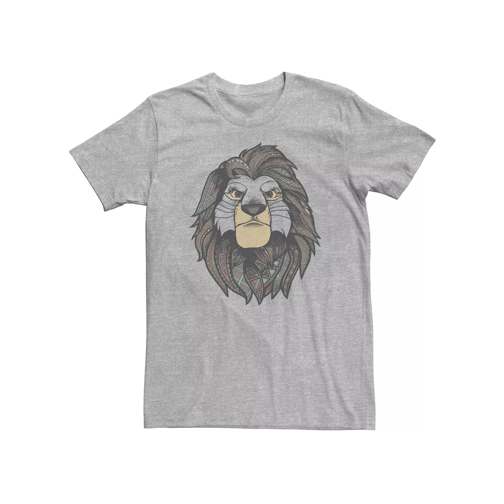 Disney's The Lion King Simba Big & Tall Boho Portrait Tee, Men's, Size: 4XL, Athletic Grey Product Image
