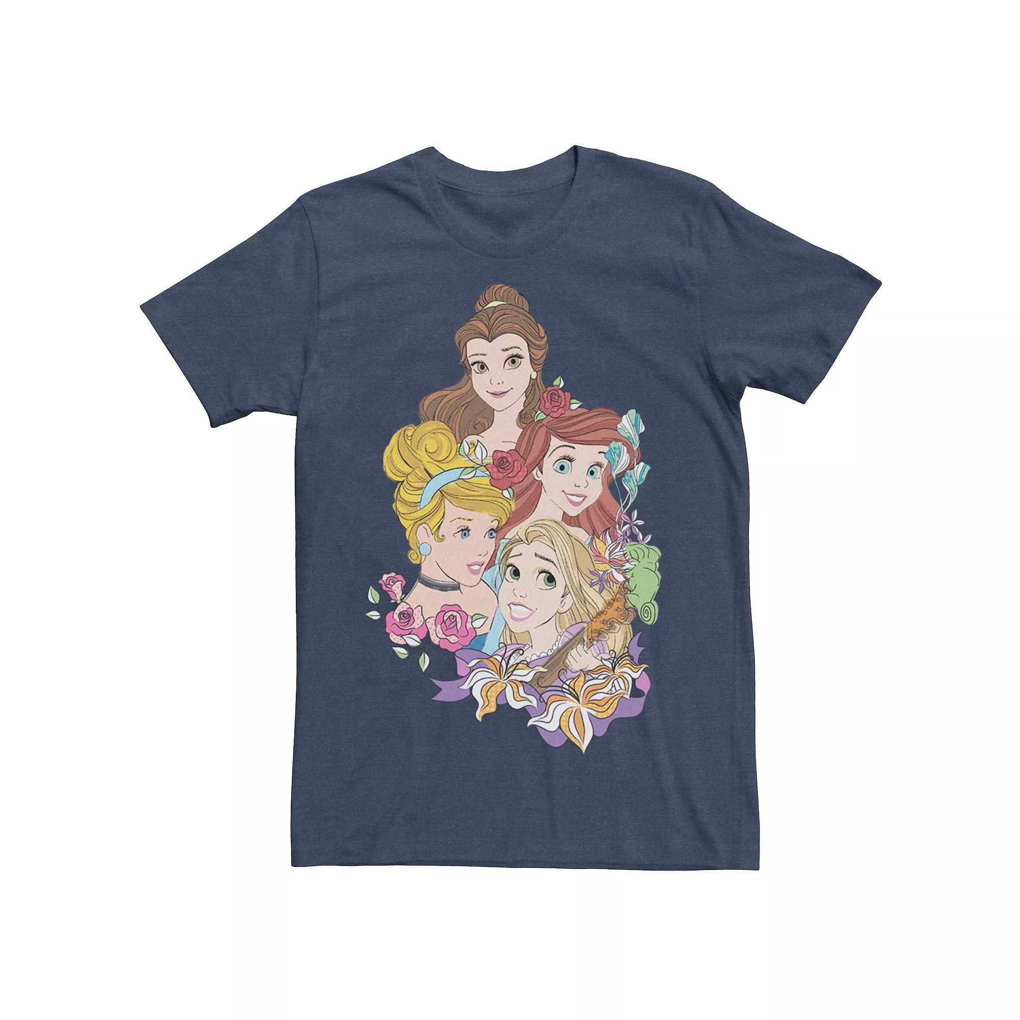 Men's Disney Princesses Floral Belle Cinderella Ariel Rapunzel Tee,  Product Image