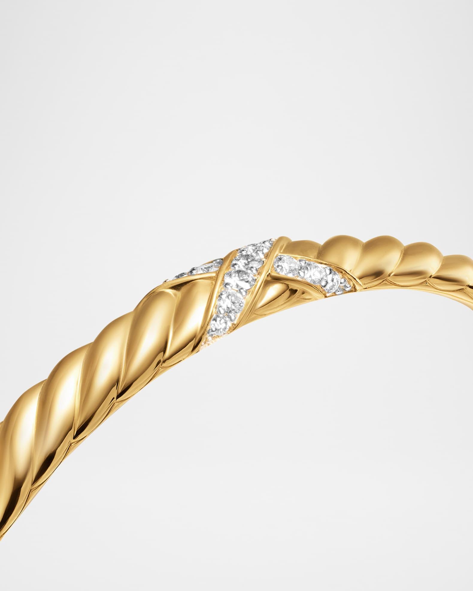 Sculpted Cable X Center Station Bracelet with Diamonds in 18K Gold, 6mm Product Image
