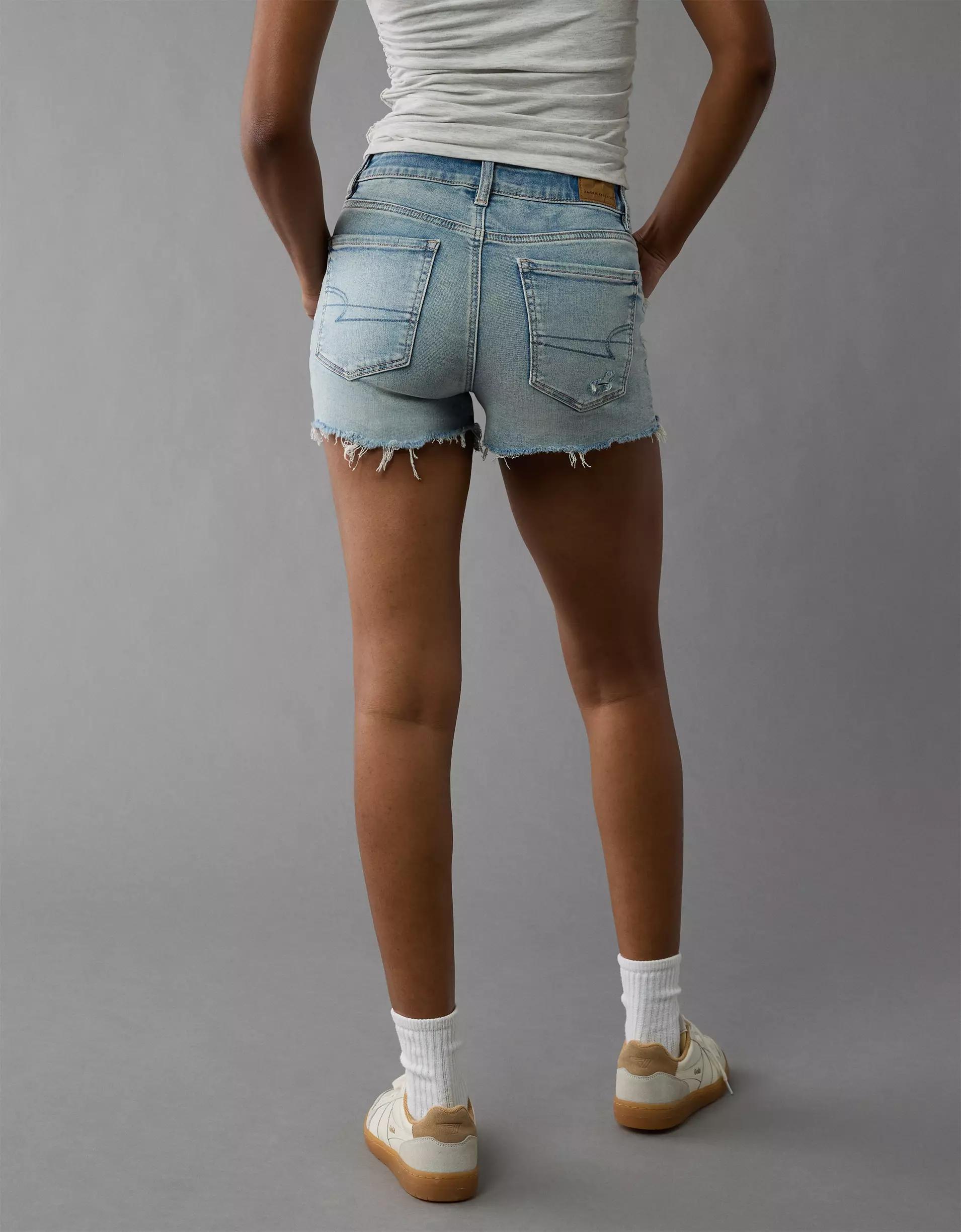 AE Next Level Ripped High-Waisted Denim Short Short Product Image