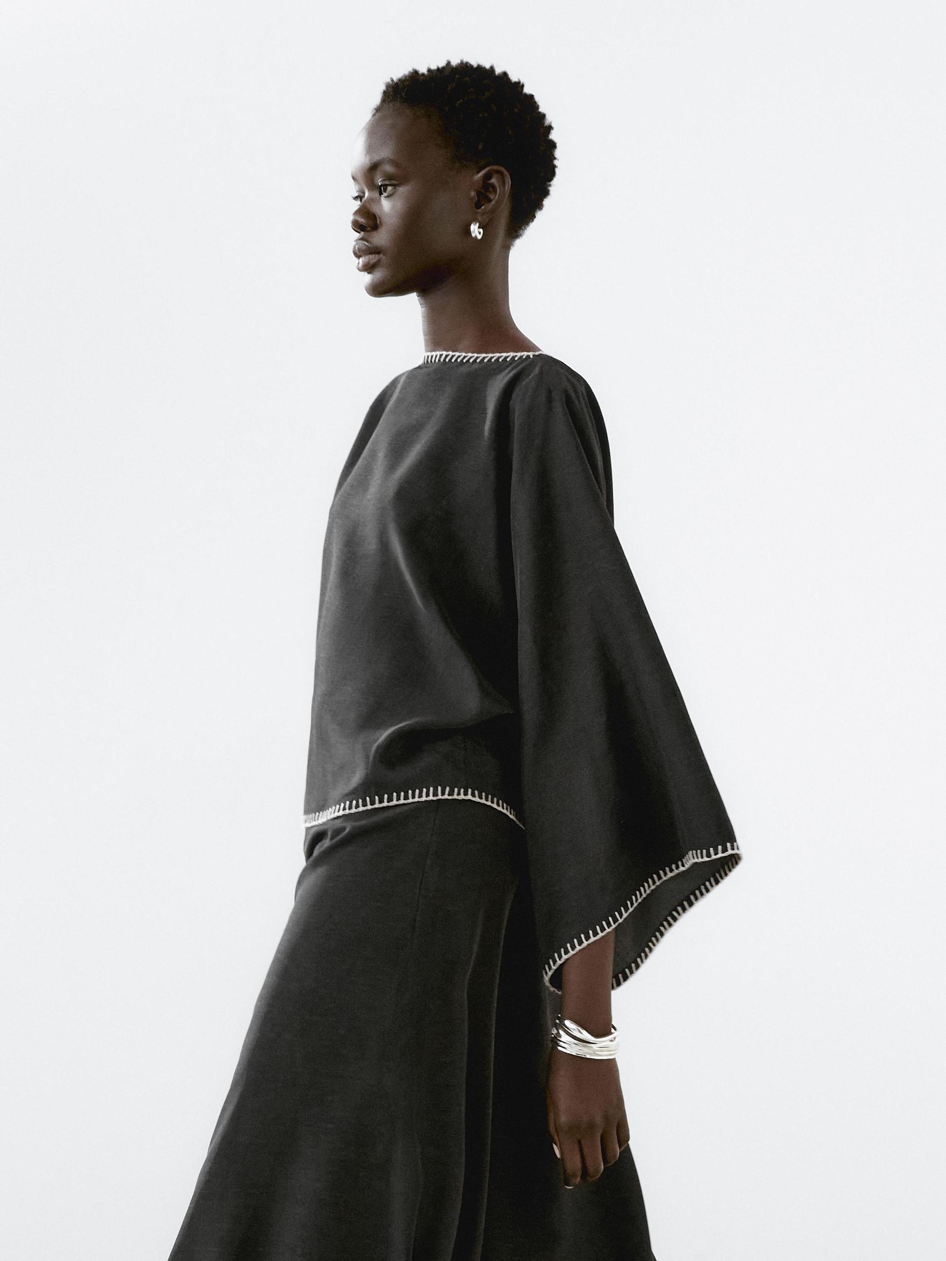 Cape blouse with batwing sleeves Product Image