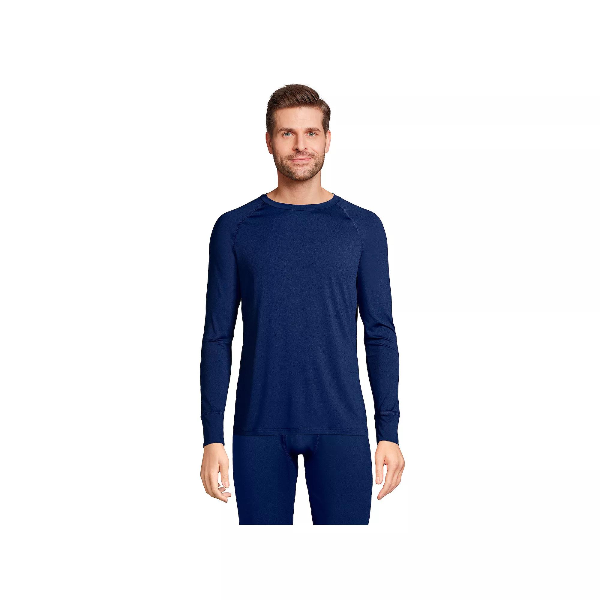 Men's Lands' End Stretch Thermaskin Long Underwear Crewneck Base Layer Top,  Product Image