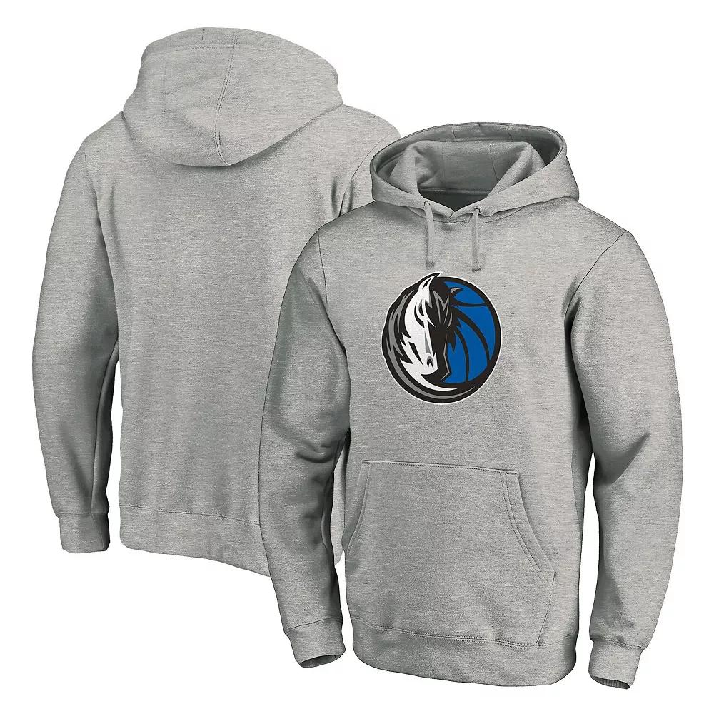 Men's Fanatics Branded Heather Gray Dallas Mavericks Team Primary Logo Fitted Pullover Hoodie, Size: 5XL, Grey Product Image