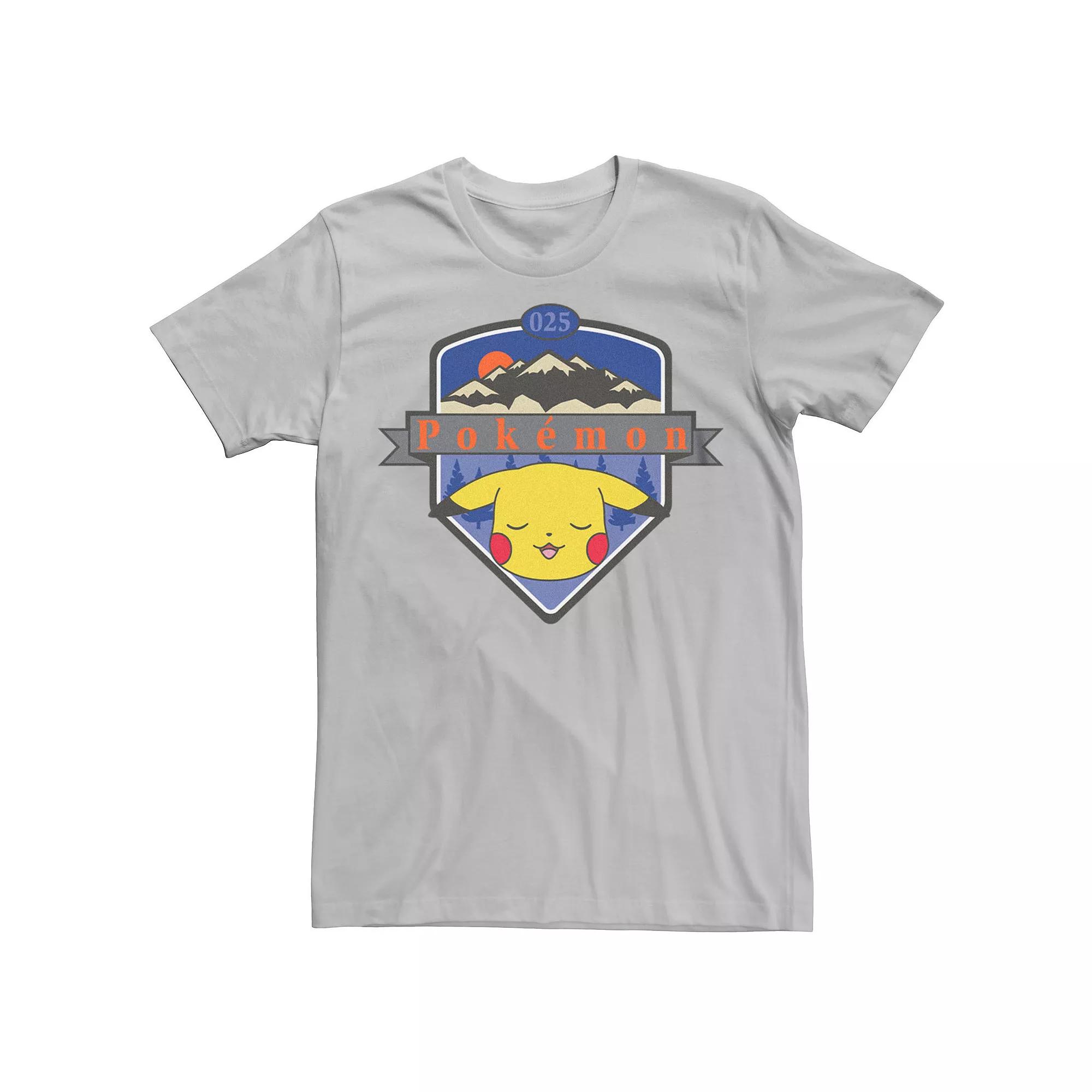 Men's Pokemon Sleepy Pikachu Montains Badge Tee, Size: XL, Silver Product Image
