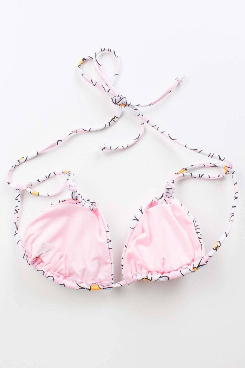Pink Daisy String Bikini Top Product Image