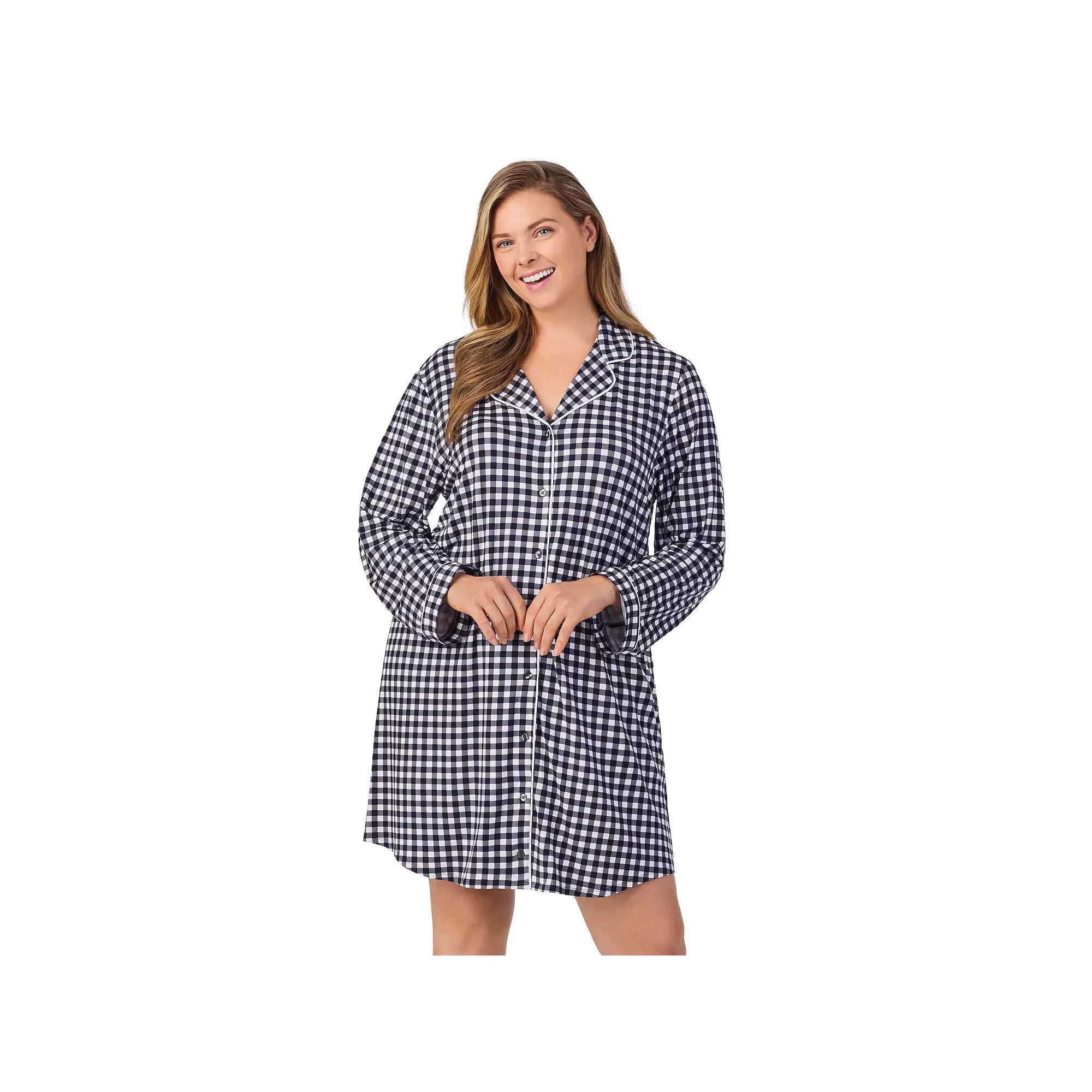 Plus Size Draper James Button Front Pajama Sleepshirt, Women's, Size: 3XL, Blue Gingham Product Image