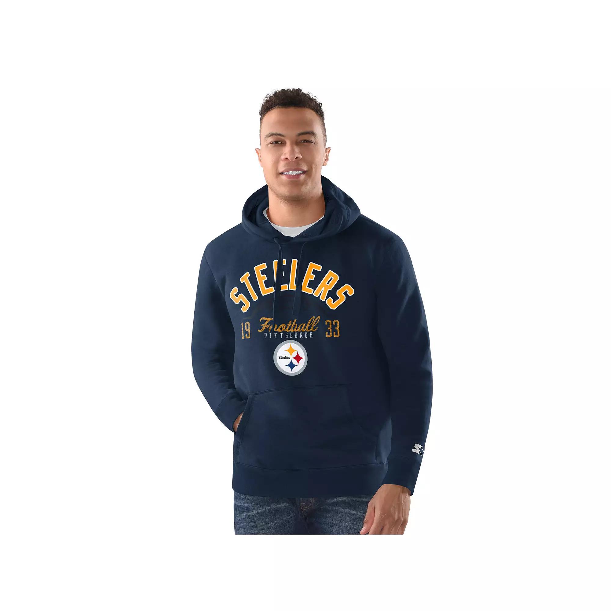 Men's Starter Navy Pittsburgh Steelers Pullover Hoodie,  Product Image