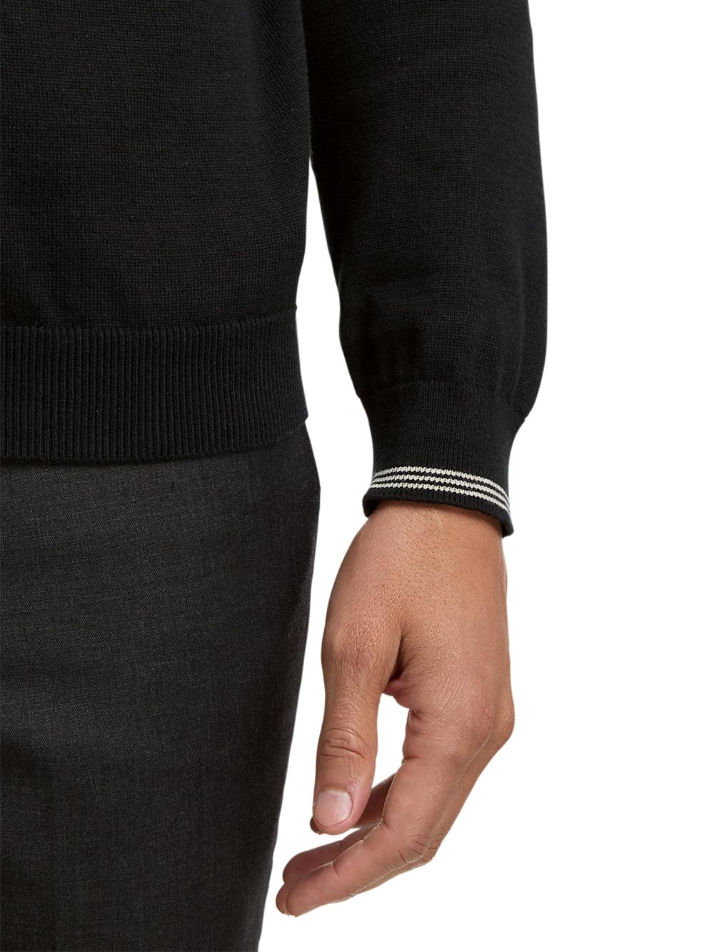 Cotton Full Zip Polo - Black Product Image