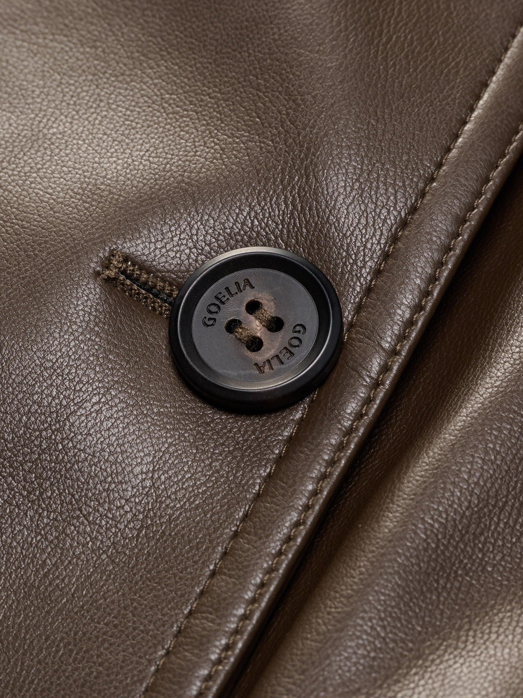 PU Leather Double-Breasted Women Trench Jacket Product Image