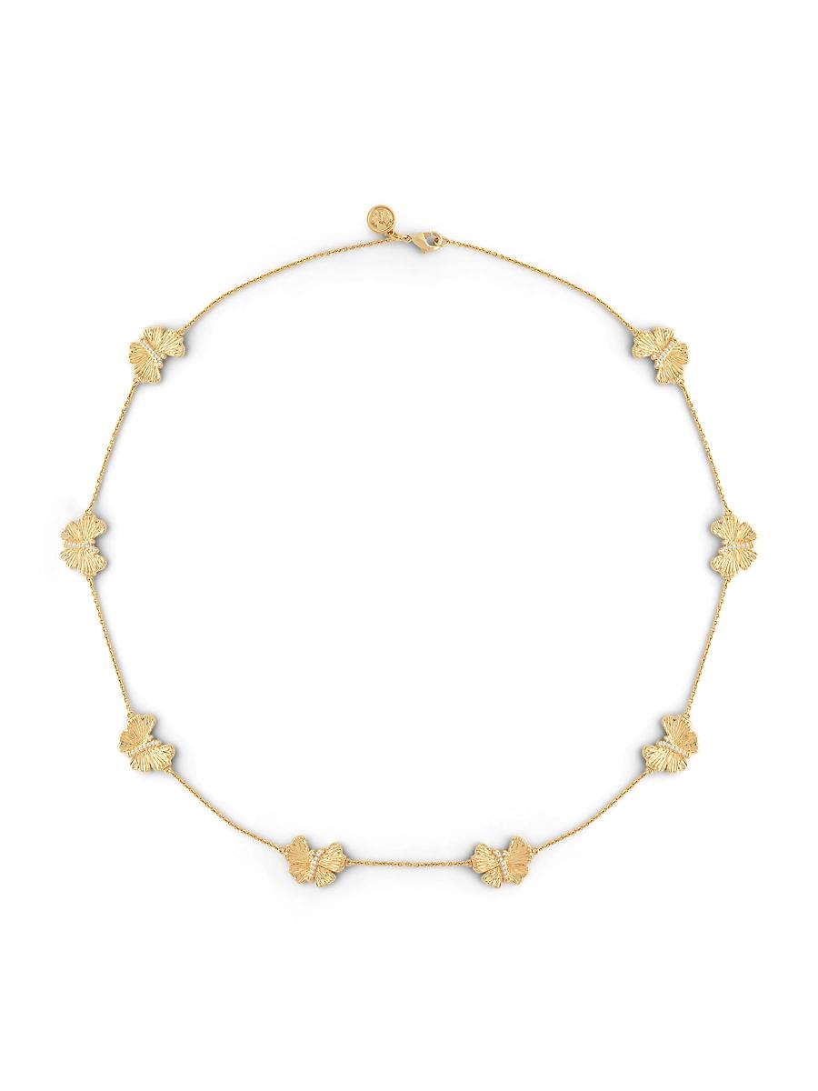 Womens 18K Gold-Plated & Cubic Zirconia Butterfly Station Necklace Product Image