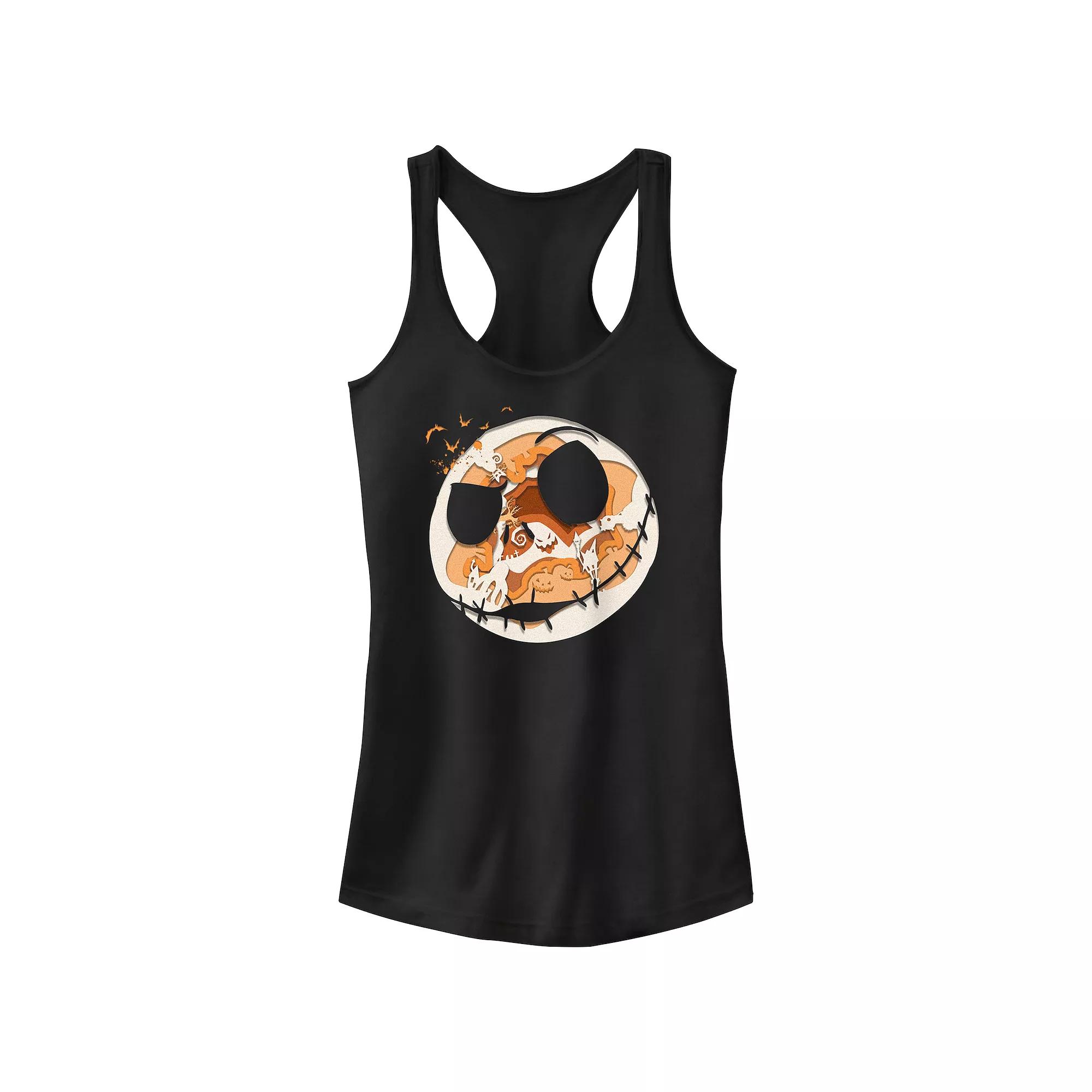 Disney's The Nightmare Before Christmas Jack Skellington Spooky Head Juniors' Racerback Tank Top, Girl's, Size: Medium, Black Product Image