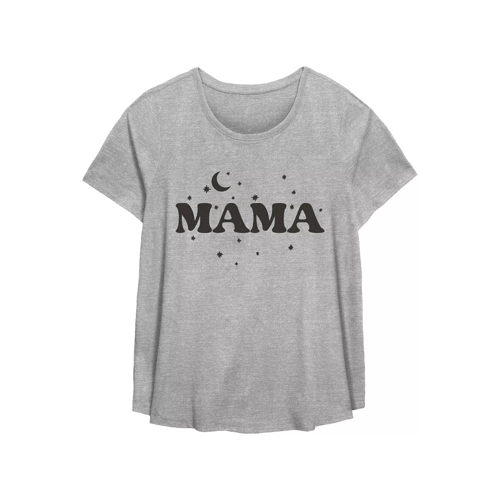 Plus Size Mama Scoop Hem Flow Graphic Tee, Women's, Size: 5XL, Grey Gray Product Image