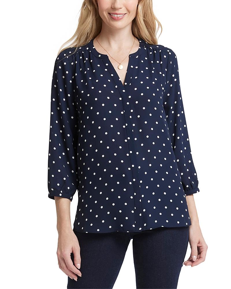 Nydj Three Quarter Sleeve Printed Pintucked Back Blouse Product Image