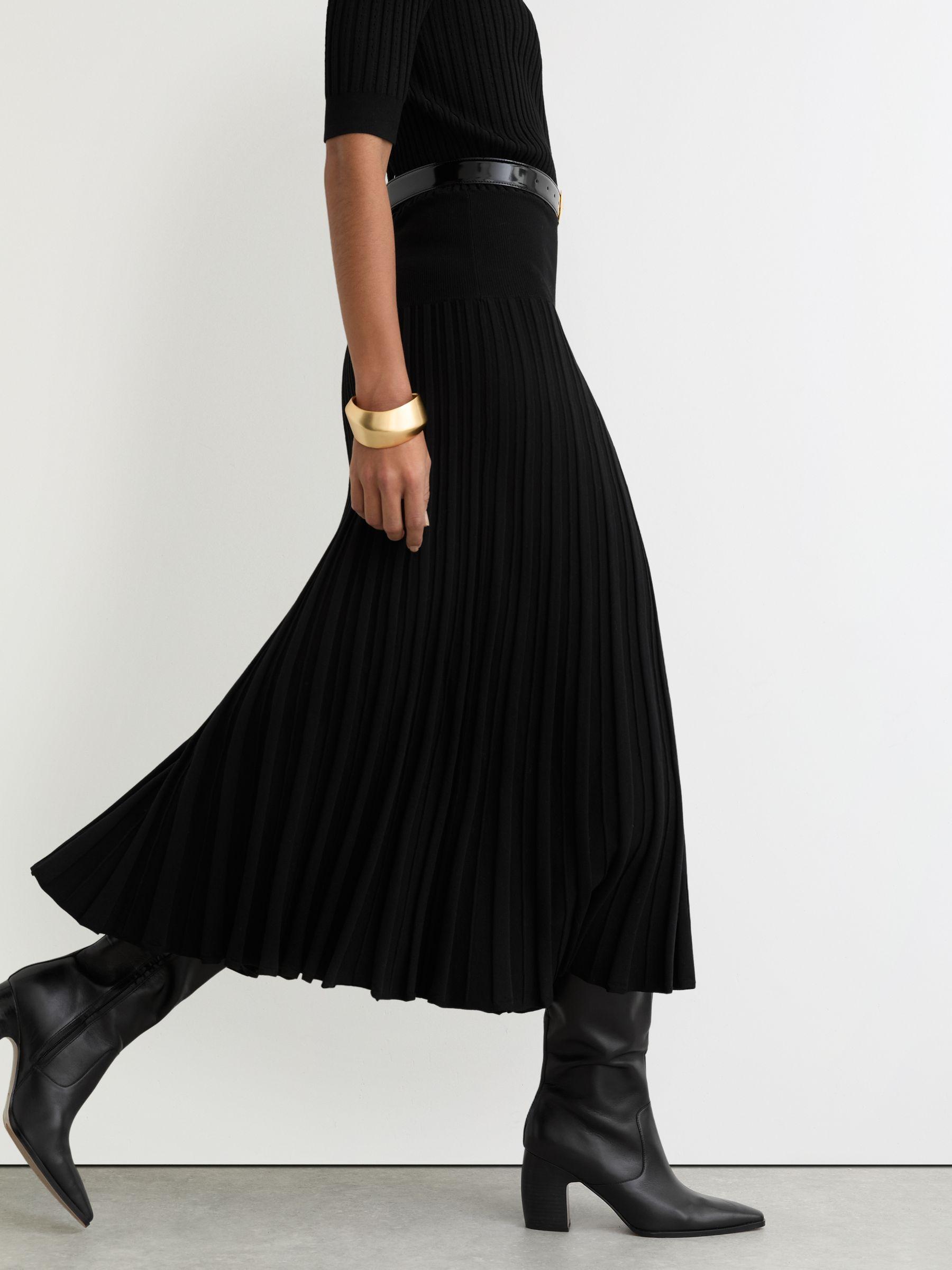 Petite Button-Detail Knitted Midi Dress in Black Product Image