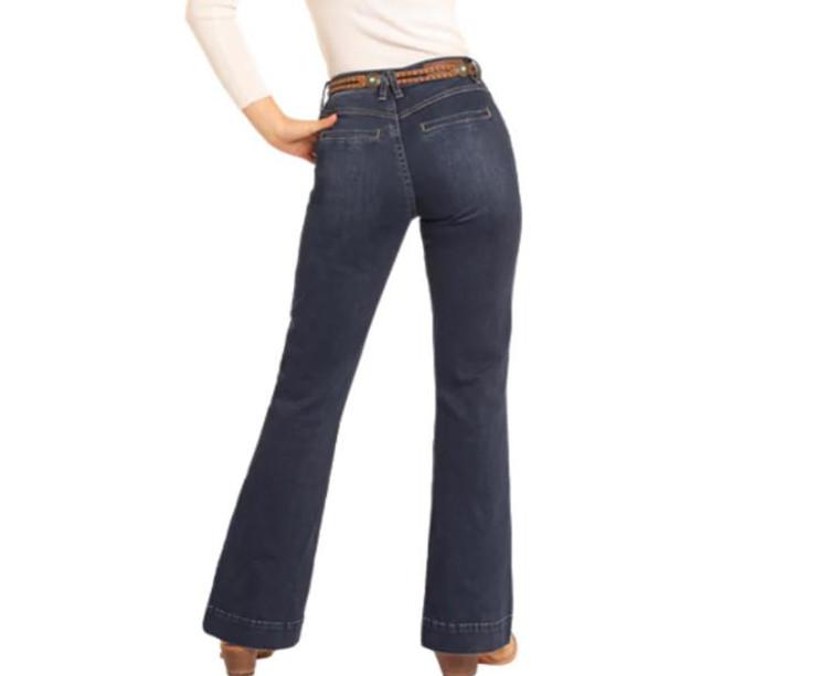 SALE Rock & Roll Denim® Ladies' HR Dark Wash Welt Pocket Trouser Jeans Product Image