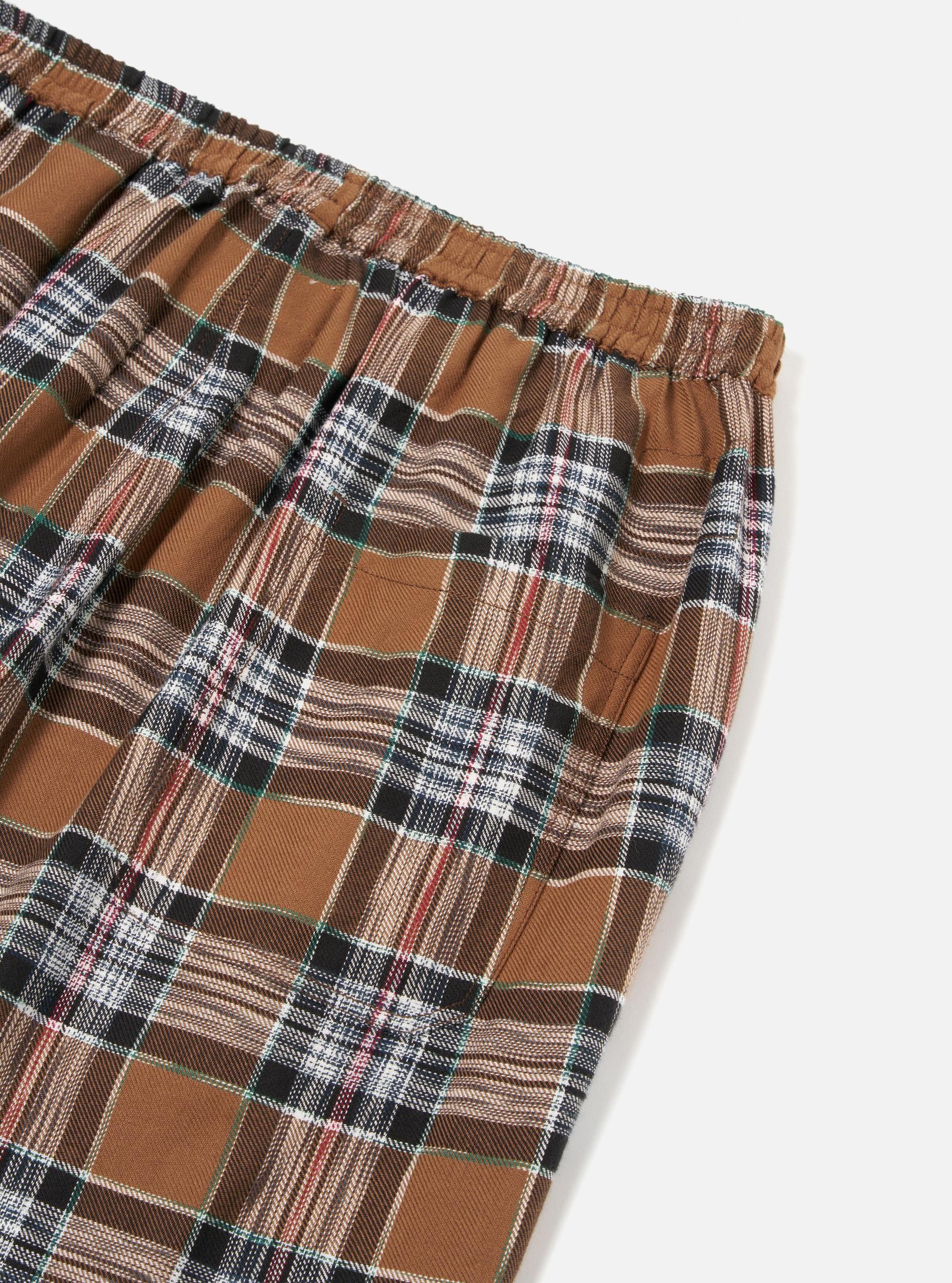 Universal Works Long Pyjama Set in Brown Ikat Twill Check Product Image