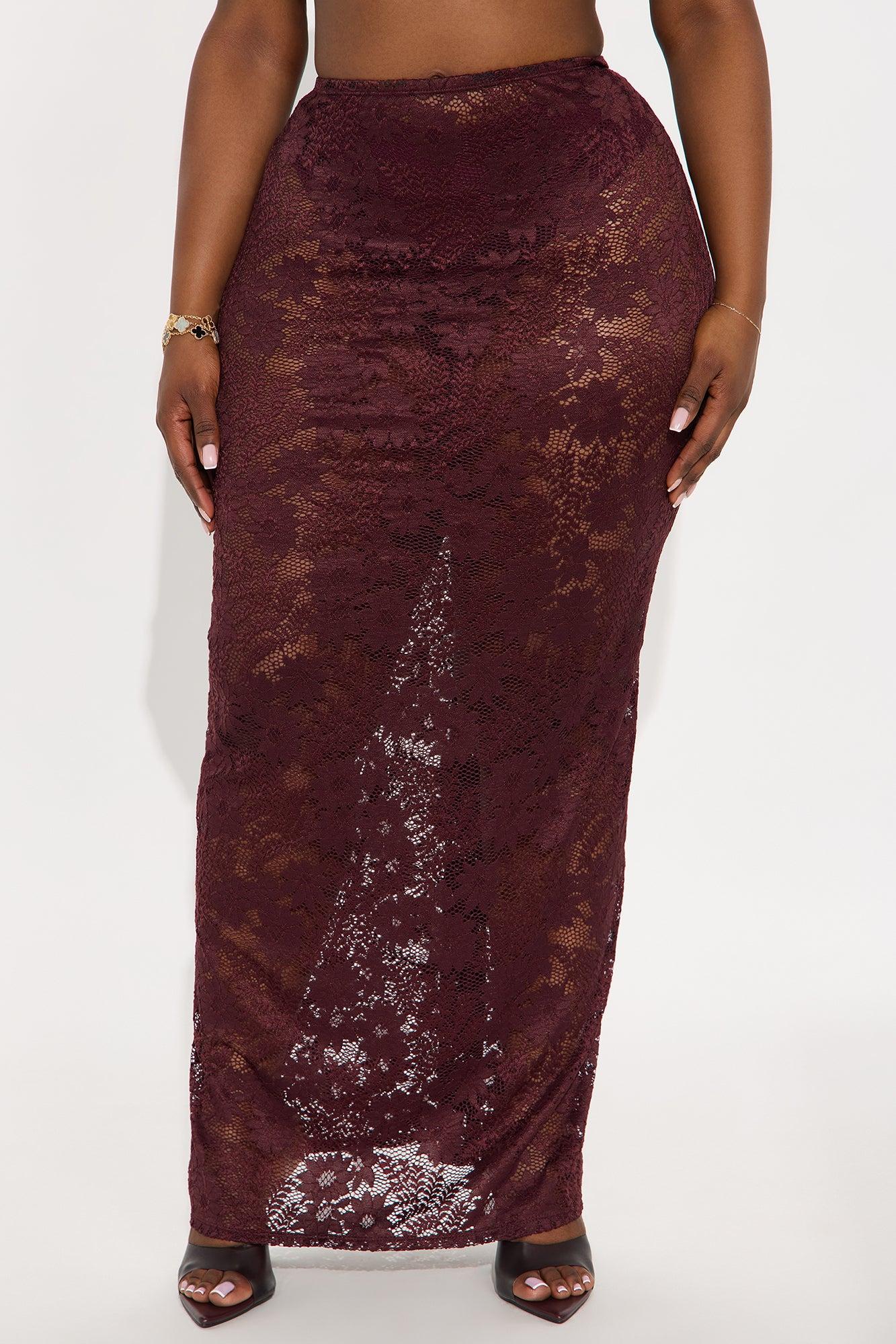 Lost In Lace Sheer Maxi Skirt - Chocolate Female Product Image