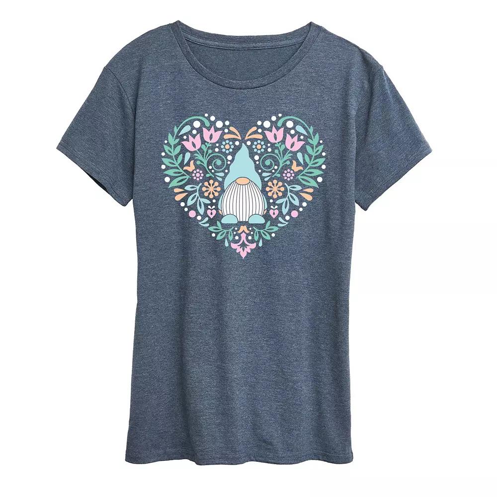 Women's Scandinavian Gnome Heart Graphic Tee,  Product Image