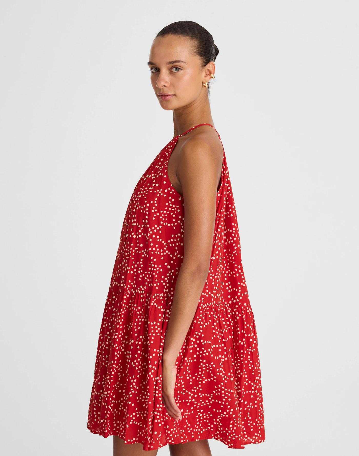 Drop-Waist Mini Dress in Dot Product Image