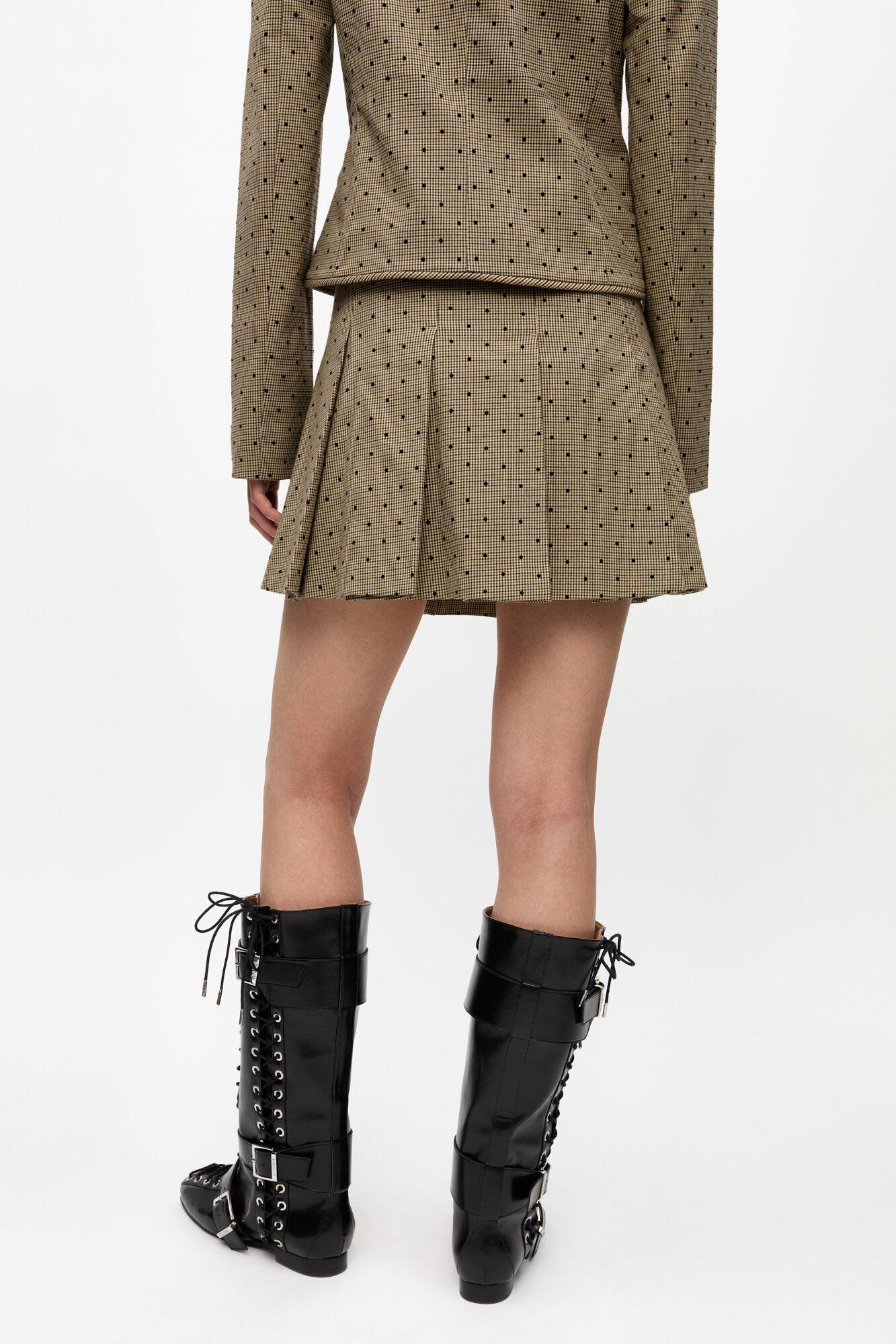 Brown Flock Check Suiting Mini Skirt Product Image