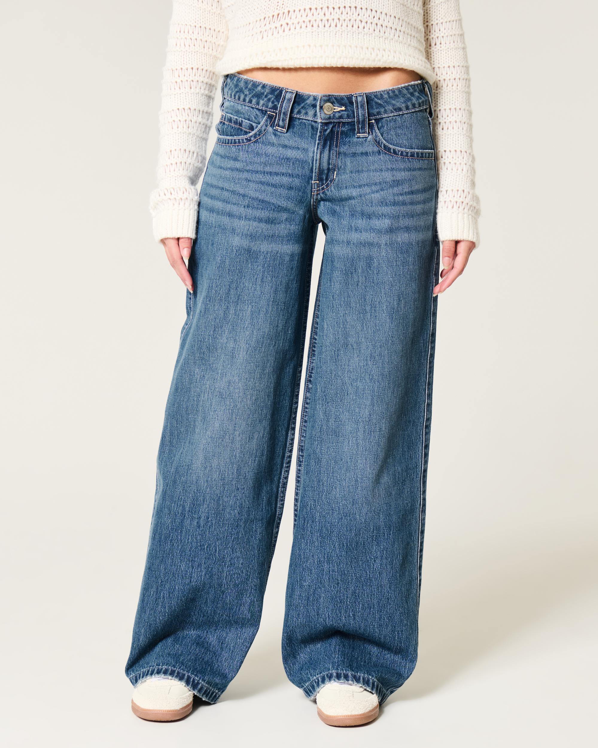 Low-Rise Dark Wash Super Baggy Jeans Product Image