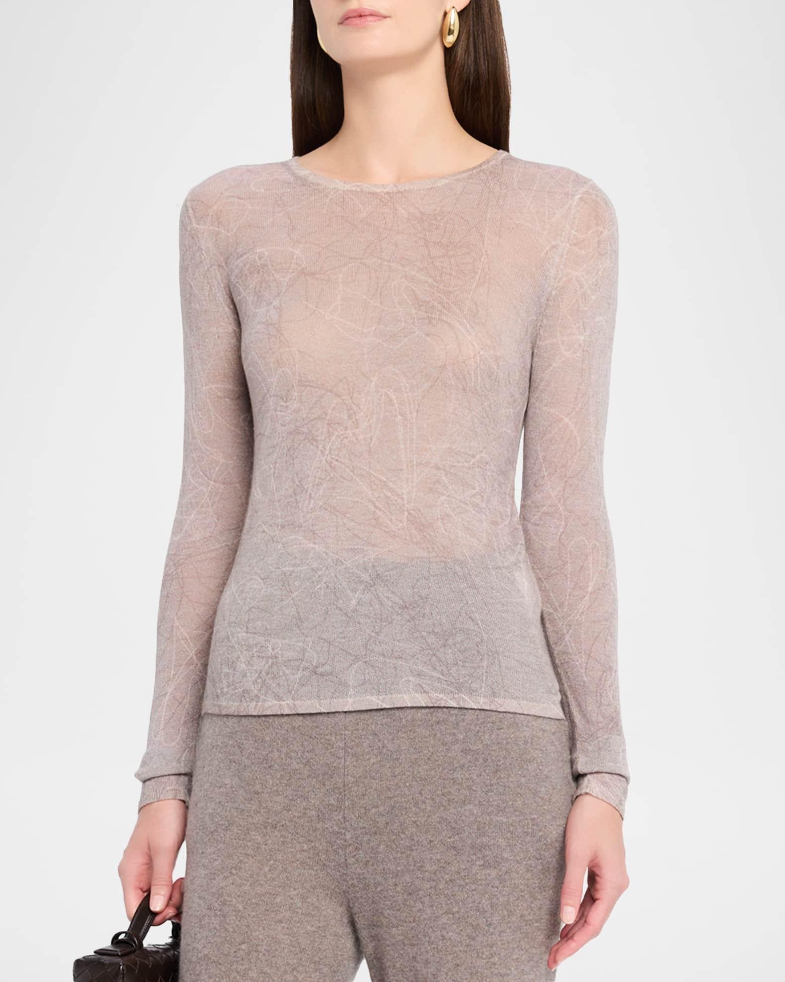 Cashmere Sheer Abstract-Print Top Product Image