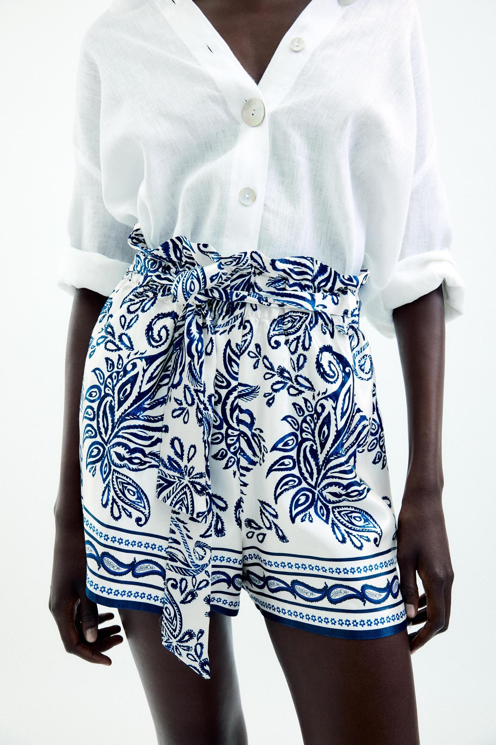 PRINTED SATIN EFFECT PAPER BAG SHORTS Product Image