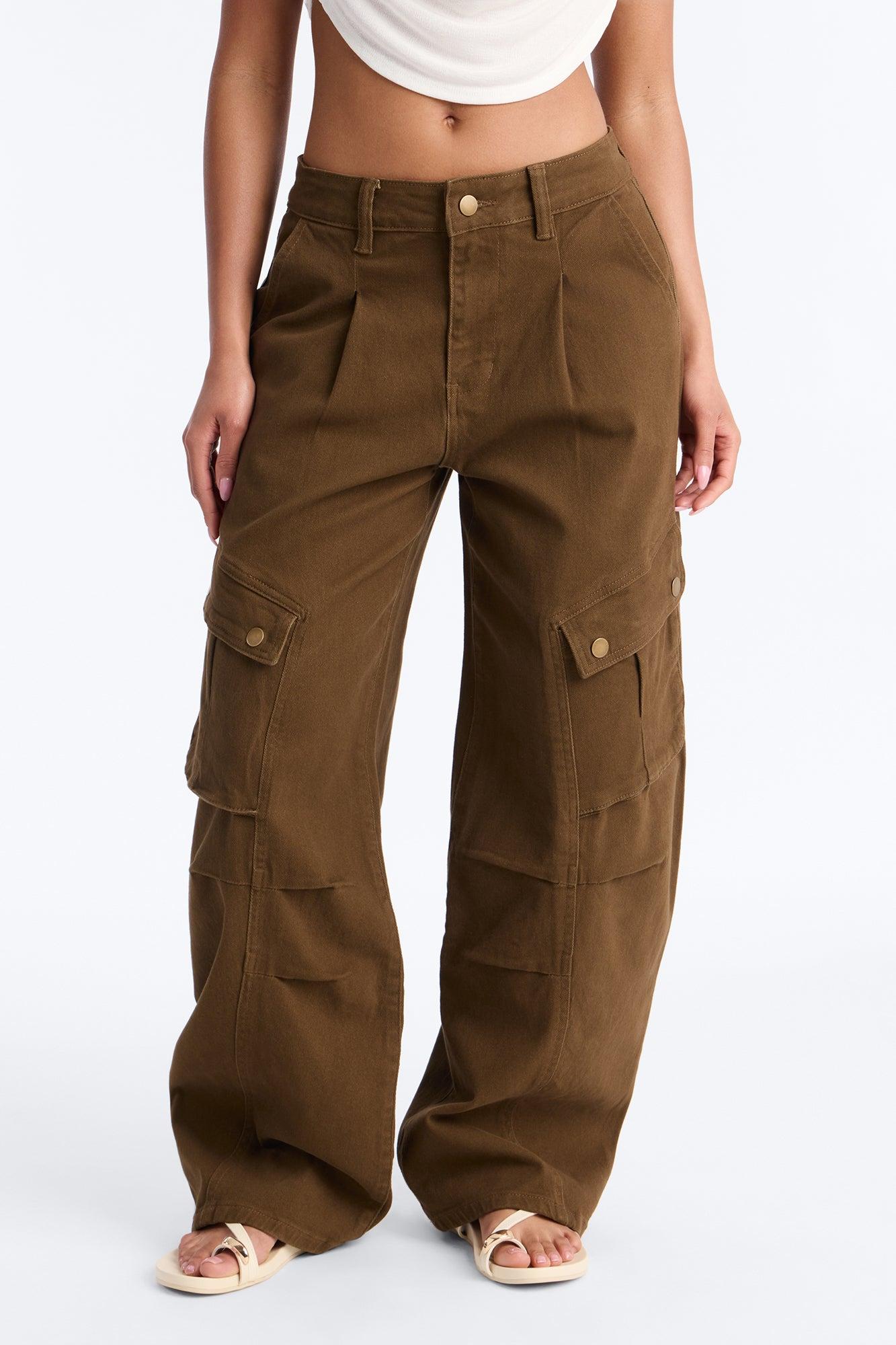 Open Ranks Stretch Cargo Jeans - Olive Female Product Image
