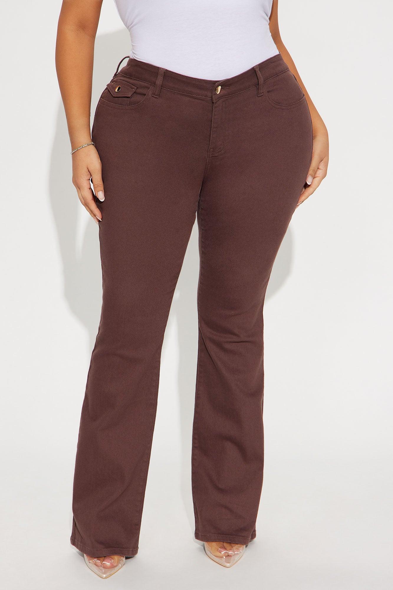 Sweet Spot Pocket Flap Flare Jeans - Brown Female Product Image