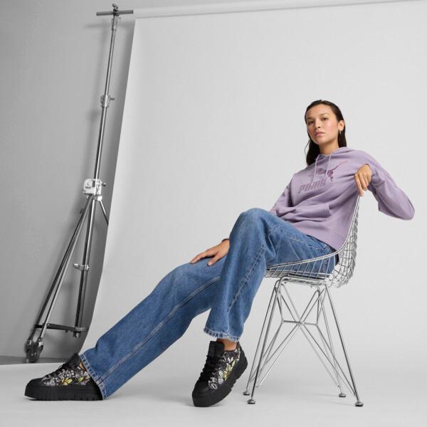 PUMA Mayze Dark Floral Women's Sneakers in Black/Silver/Smokey Grey Product Image