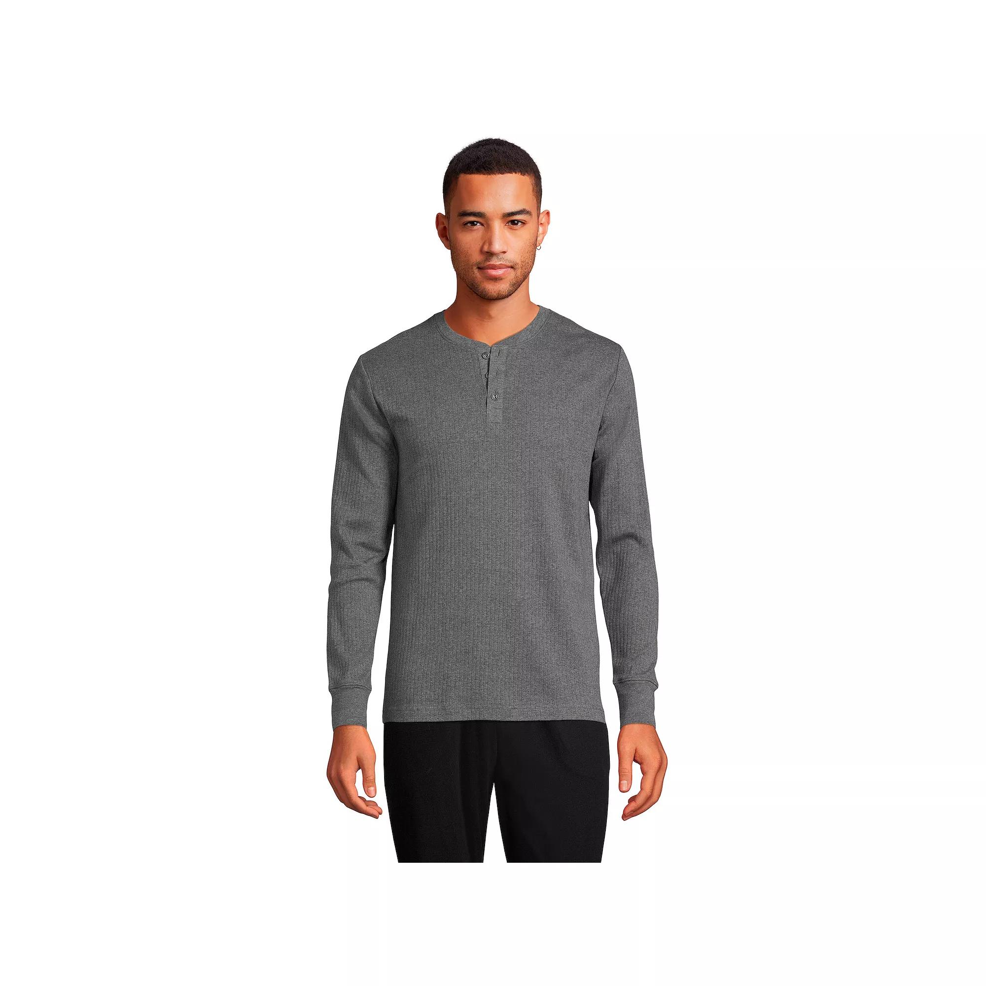 Big & Tall Lands' End Knit Ribbed Pajama Henley, Men's,  Product Image