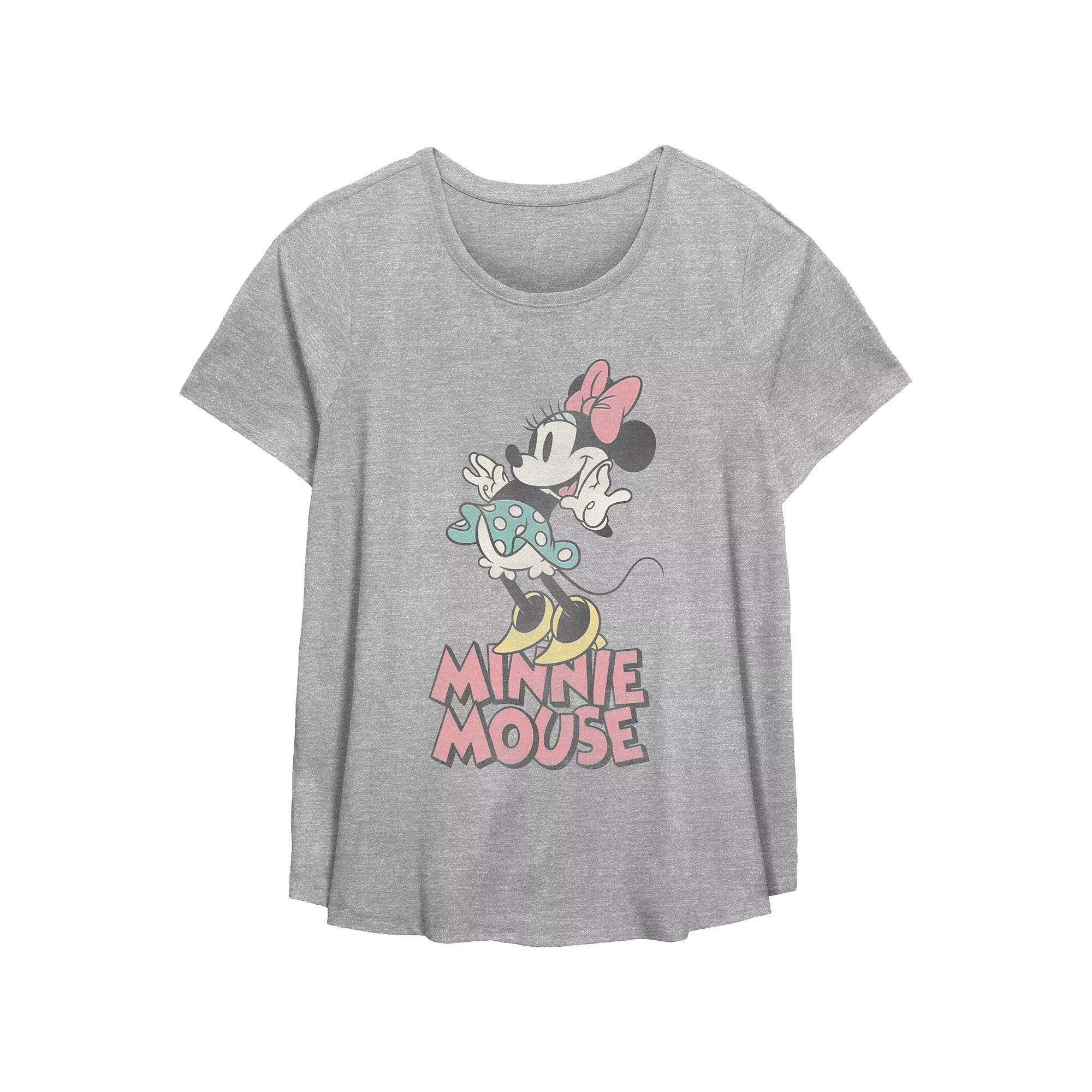 Disney's Minnie Mouse Classic Pose Plus Size Flowy Graphic Tee, Women's, Size: 1XL, Grey Gray Product Image