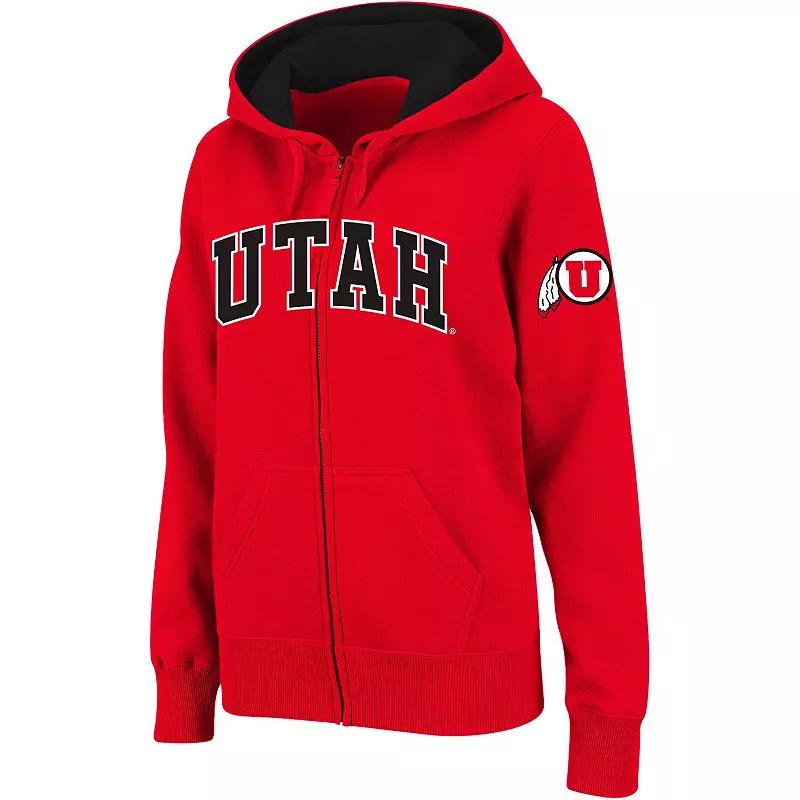 Women's Stadium Athletic Red Utah Utes Arched Name Full-Zip Hoodie,  Product Image