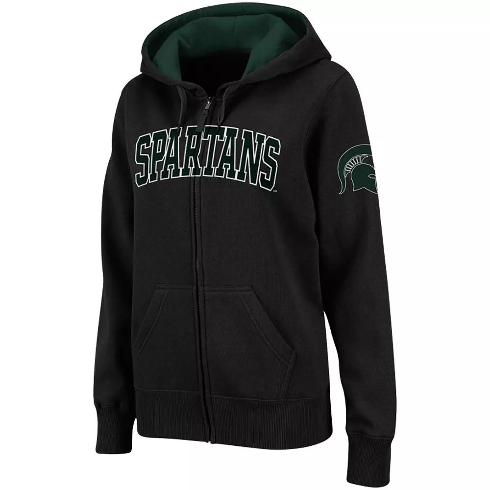 Women's Stadium Athletic Black Michigan State Spartans Arched Name Full-Zip Hoodie,  Product Image