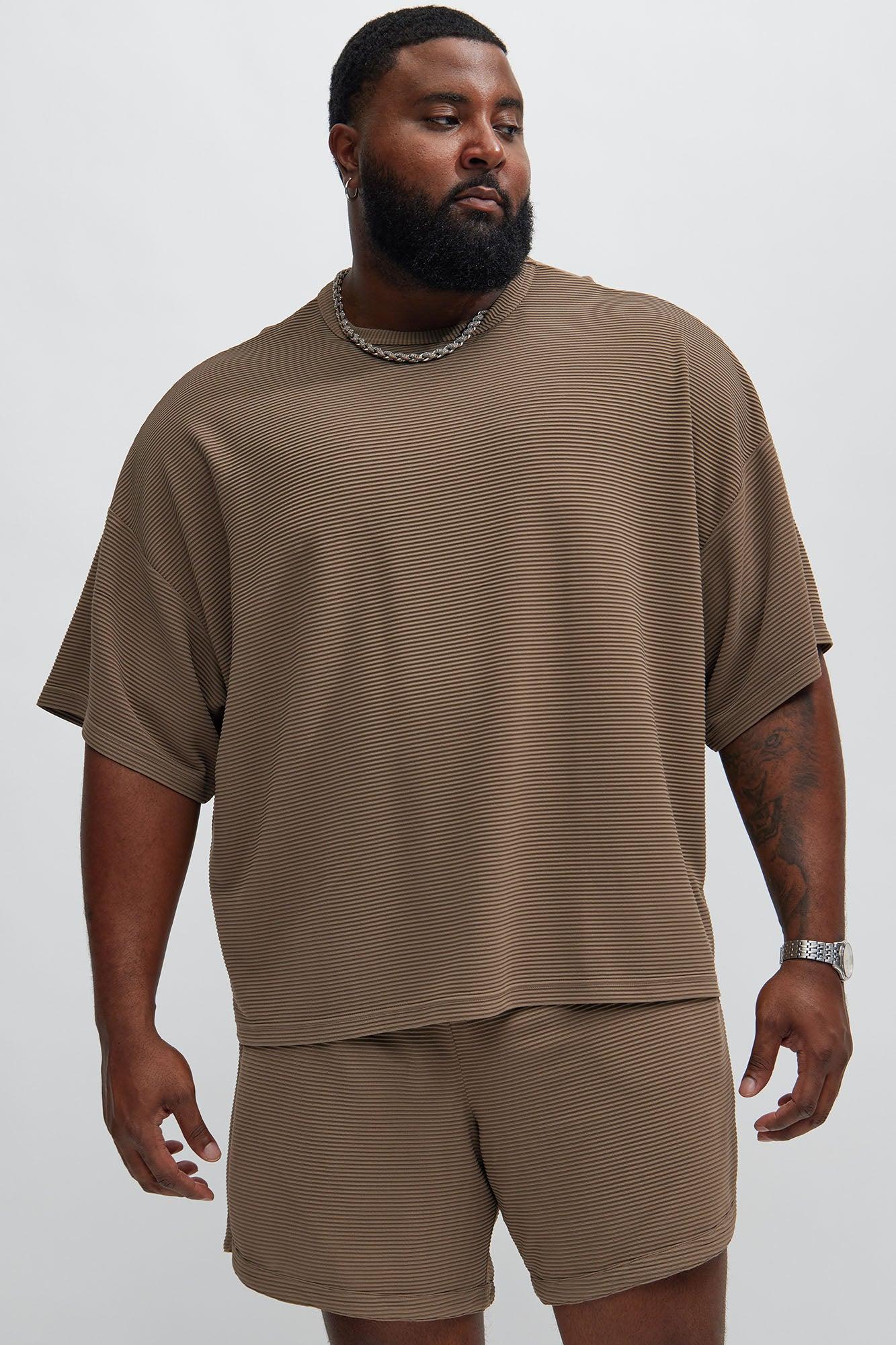 Zyler Textured Boxy Short Sleeve Tee - Taupe Product Image
