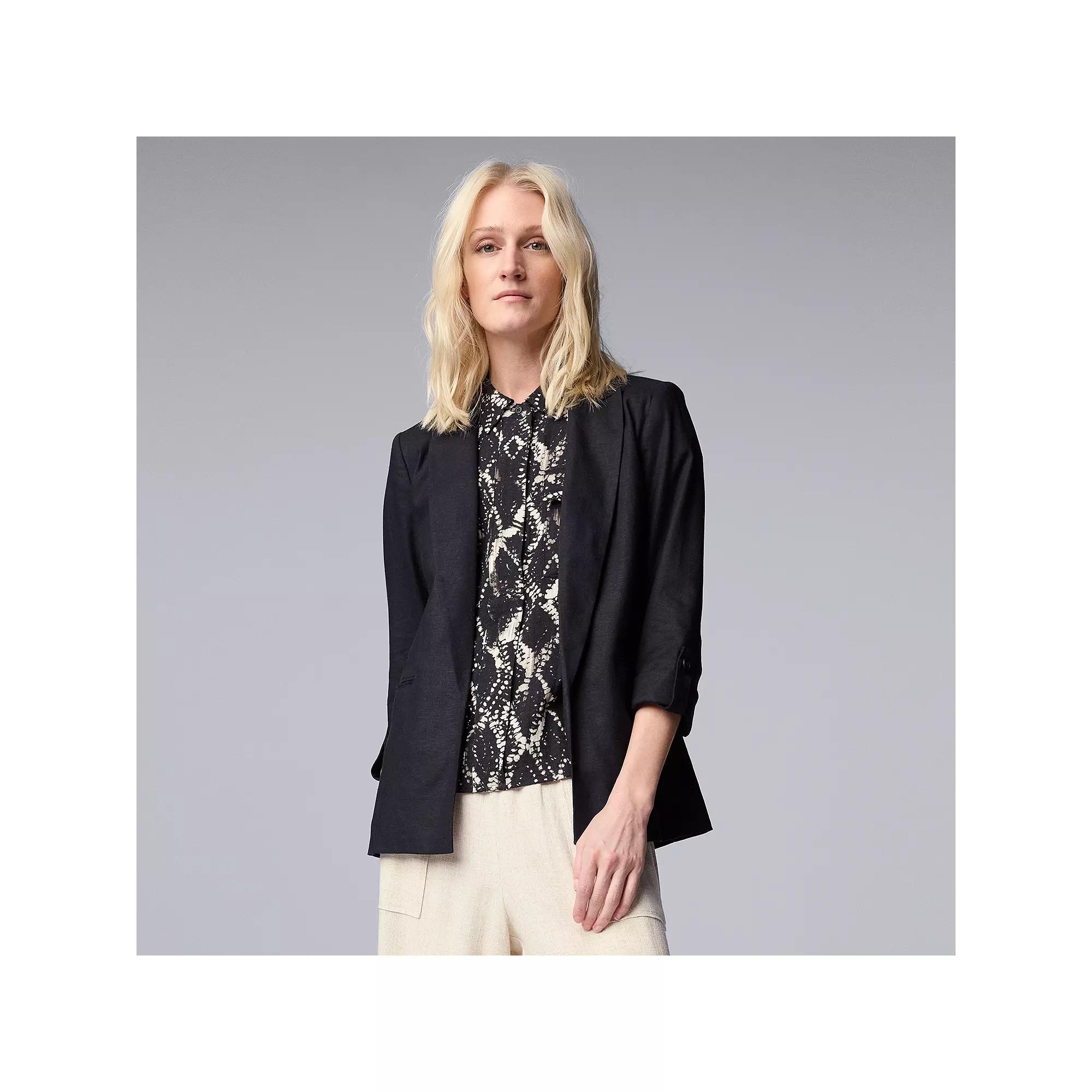 Women's Simply Vera Vera Wang Linen Roll Tab Blazer,  Product Image