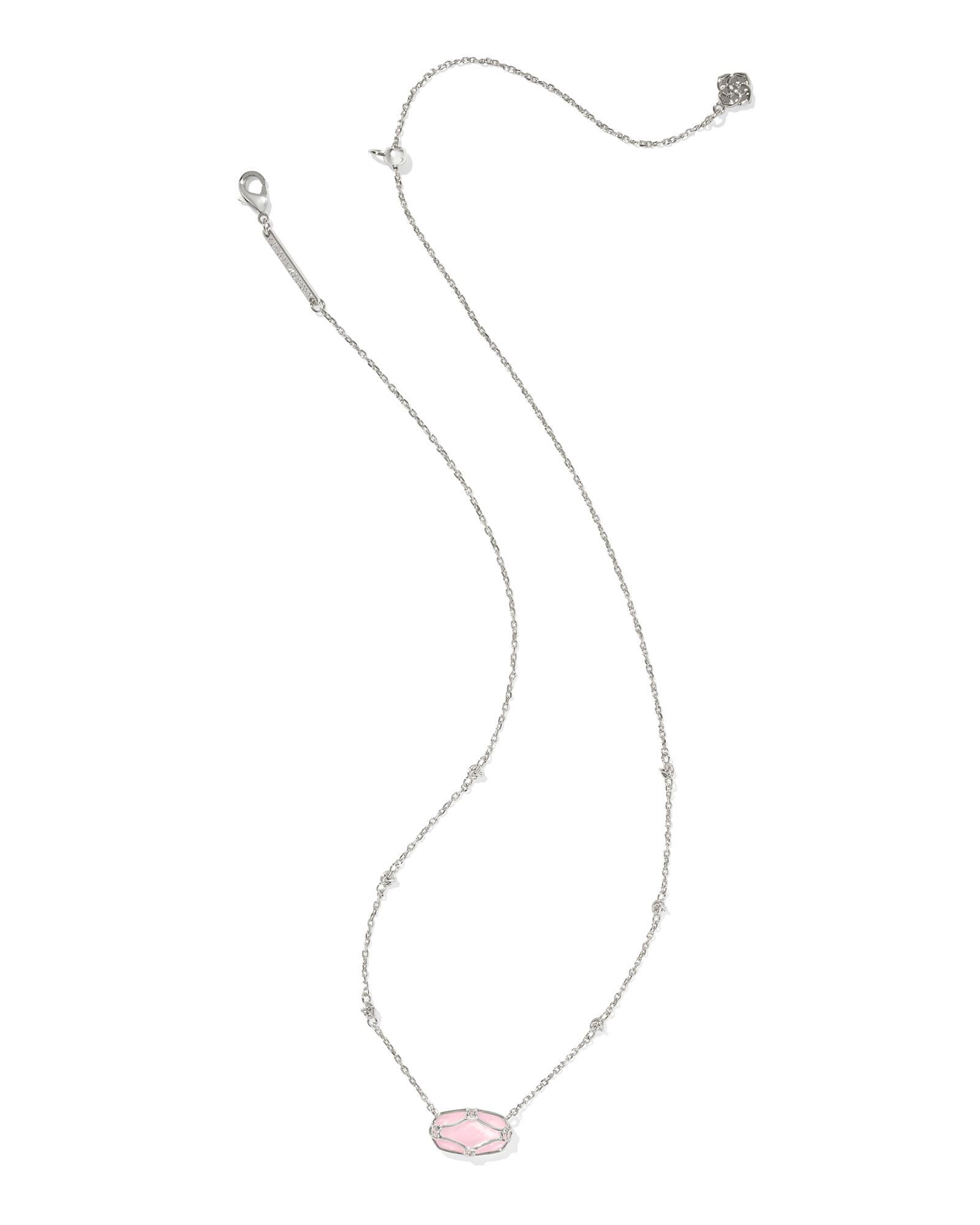 Elisa Lattice Frame Silver Short Pendant Necklace Product Image